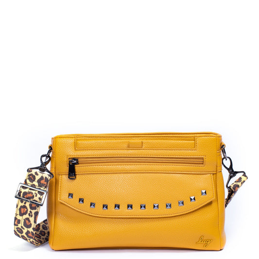 Pacer Classic VL Crossbody Bag - - PacerVL_AmberYellowLeopardBrownStrap_01