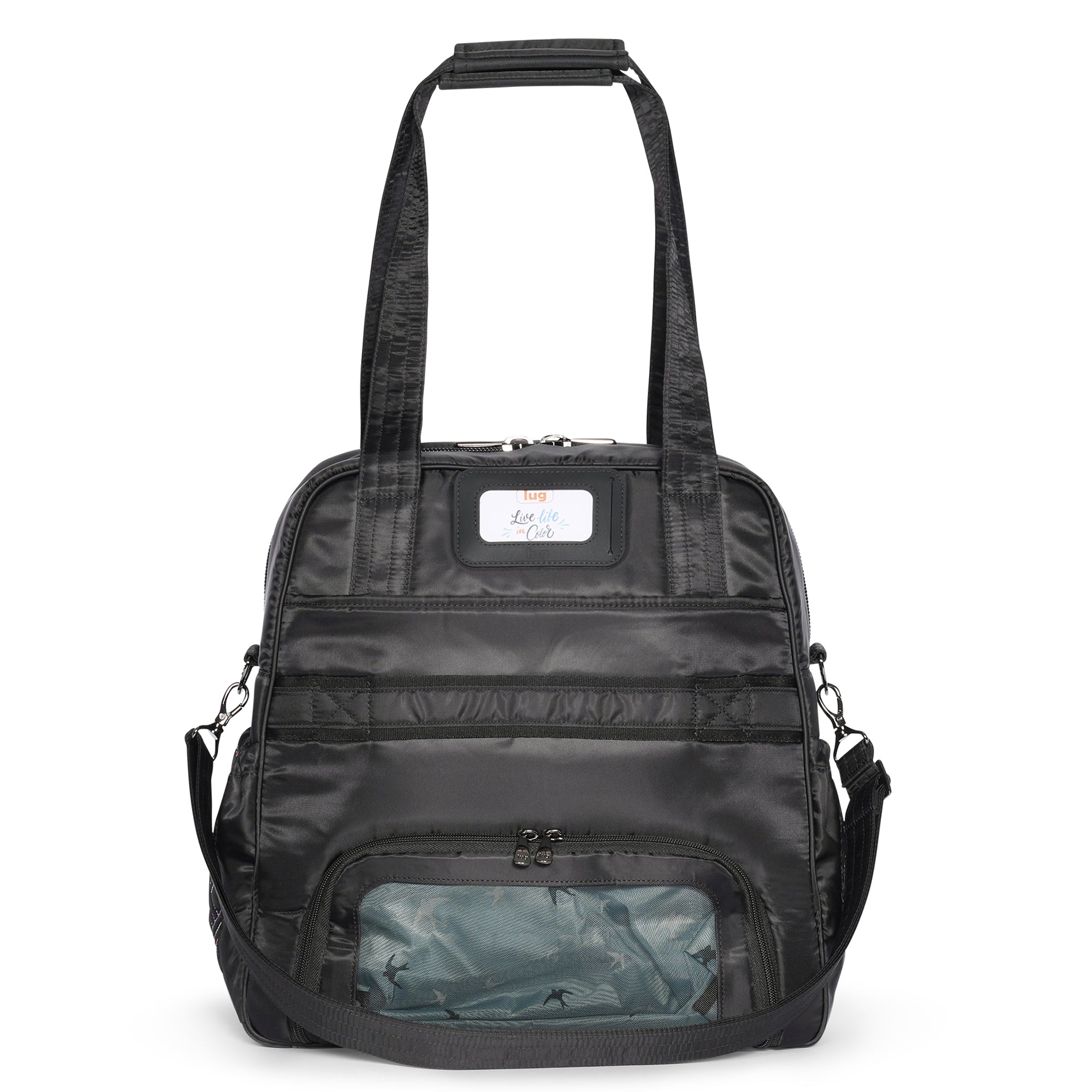 Puddle Jumper LE Convertible Tote Bag - BLACK RAINBOW - 12171_PuddleJumperLE_BlackRainbowStitch_Angle_04