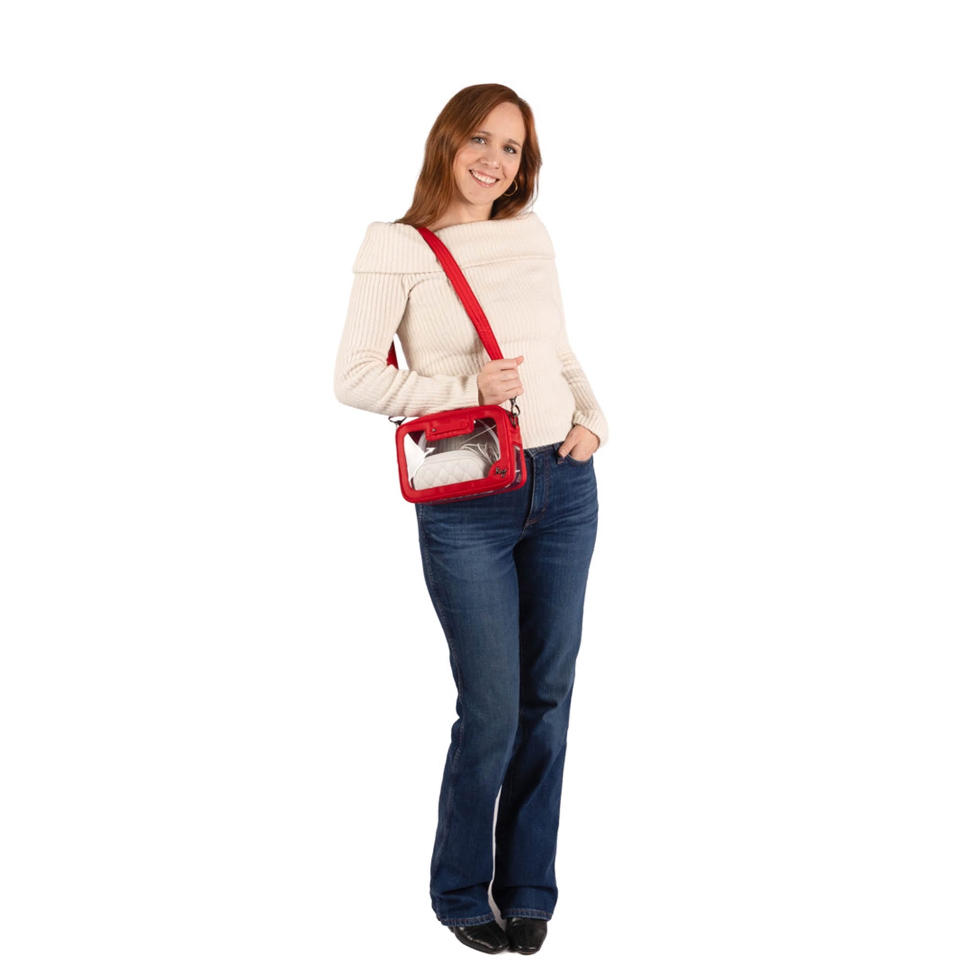 Carriage Clearview Crossbody Bag - - 18424_CarriageClearviewClearview_PoppyRed_BagProportions_01