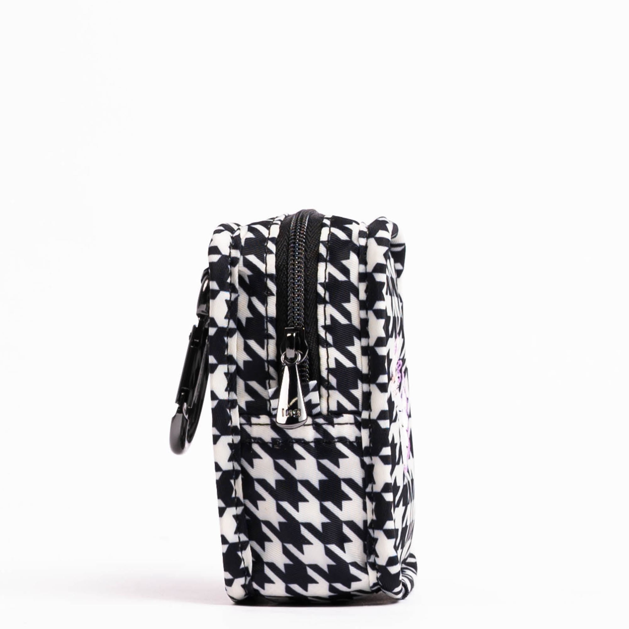 Embroidered Drizzle Zip Storage Pouch - MICRO HOUNDSTOOTH - 23666_DrizzleEmbroidered_MicroHoundstoothBlack_Angle_03