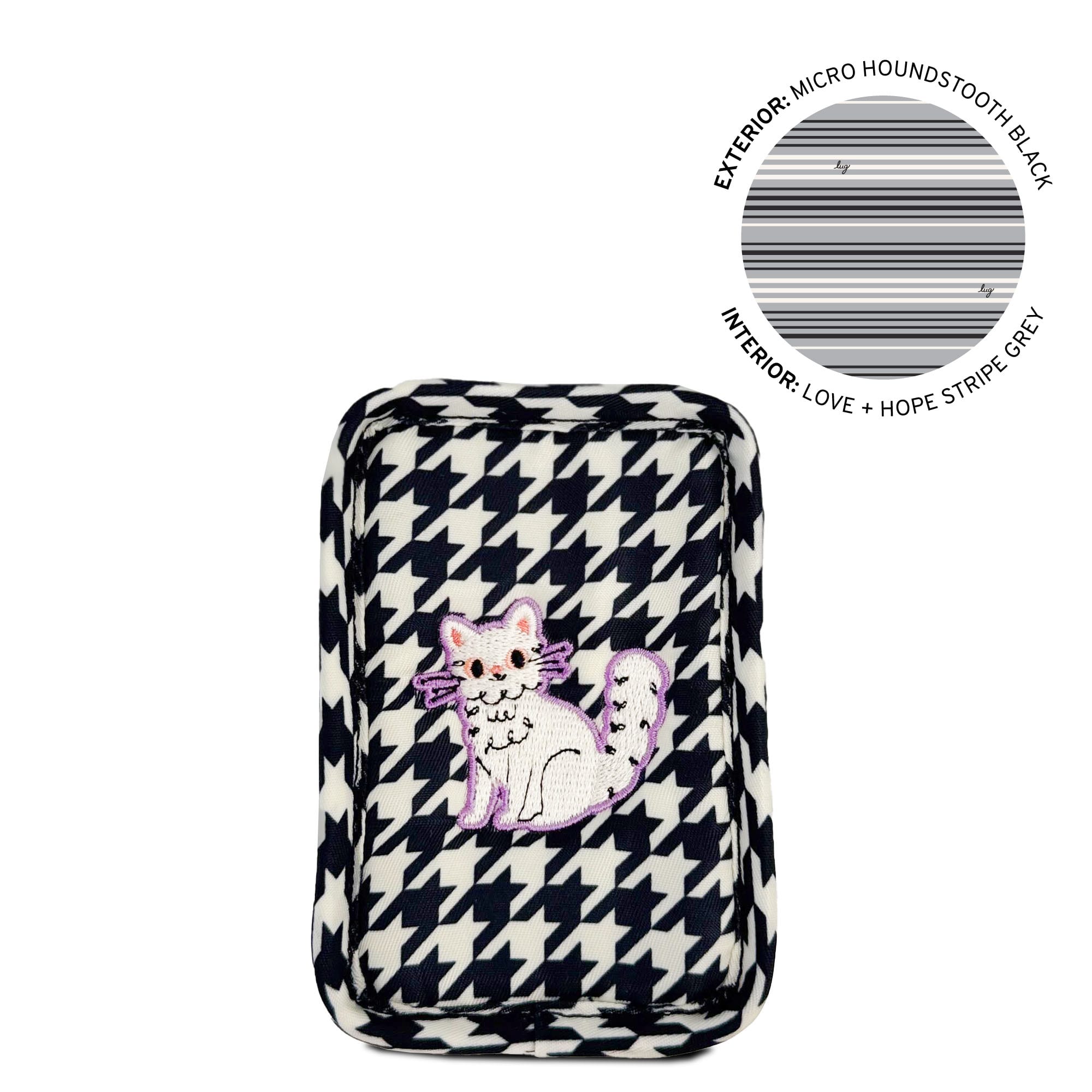 Embroidered Drizzle Zip Storage Pouch - MICRO HOUNDSTOOTH - 23666_Drizzle_MicroHoundstoothBlack_Angle_01_kjqho6