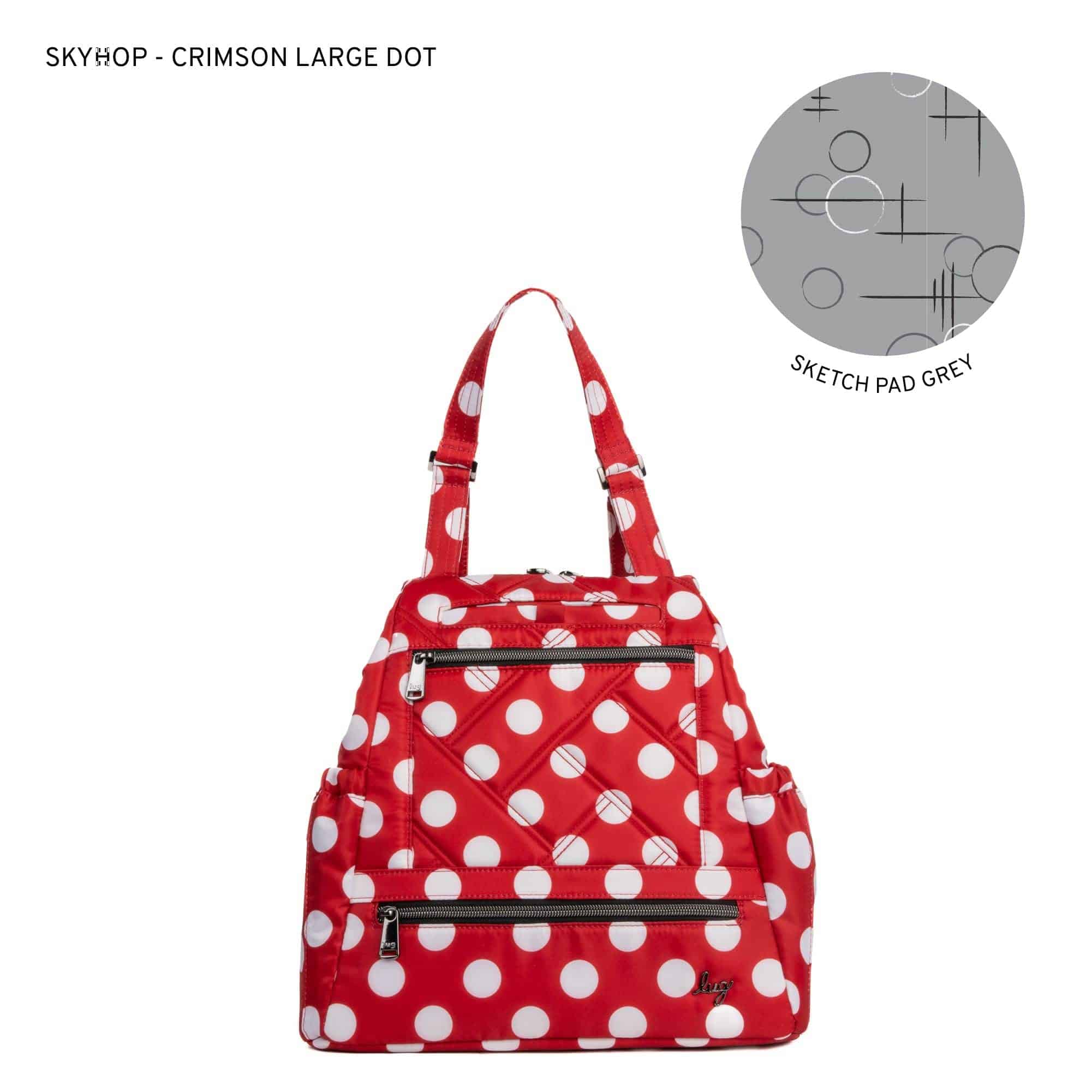 Skyhop Convertible Backpack - CRIMSON LARGE DOT - 24212_Skyhop_CrimsonLGDot_Angle_01