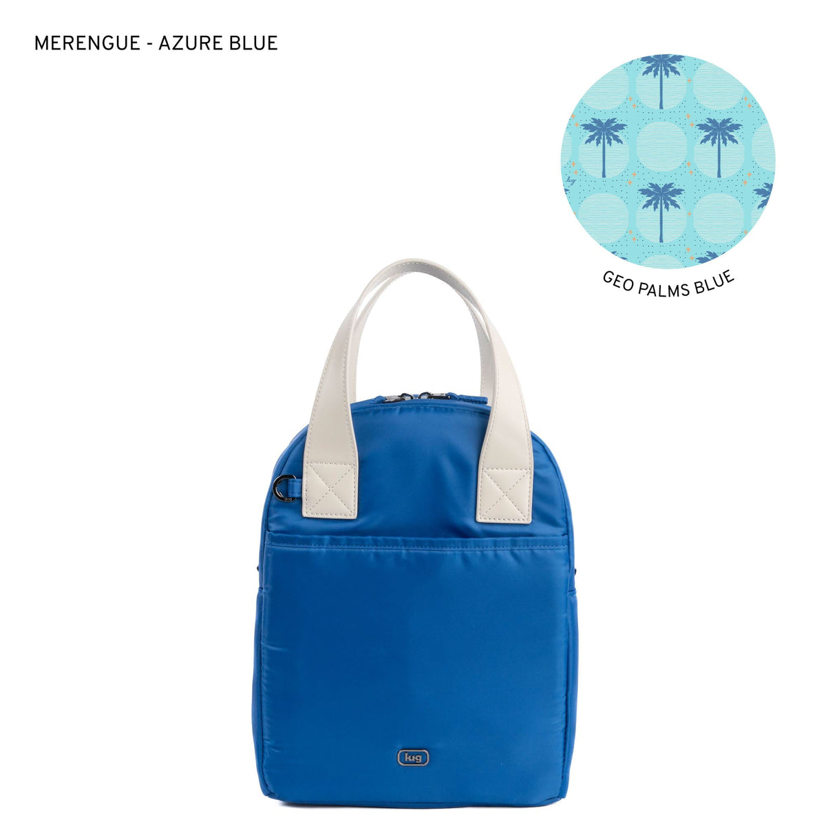 Merengue Insulated Lunch Tote Bag - AZURE BLUE PEBBLE ACCENT - 24251_Merengue_AzureBlue_Angle_01_12999068-d166-485d-814c-245a6c237ec5