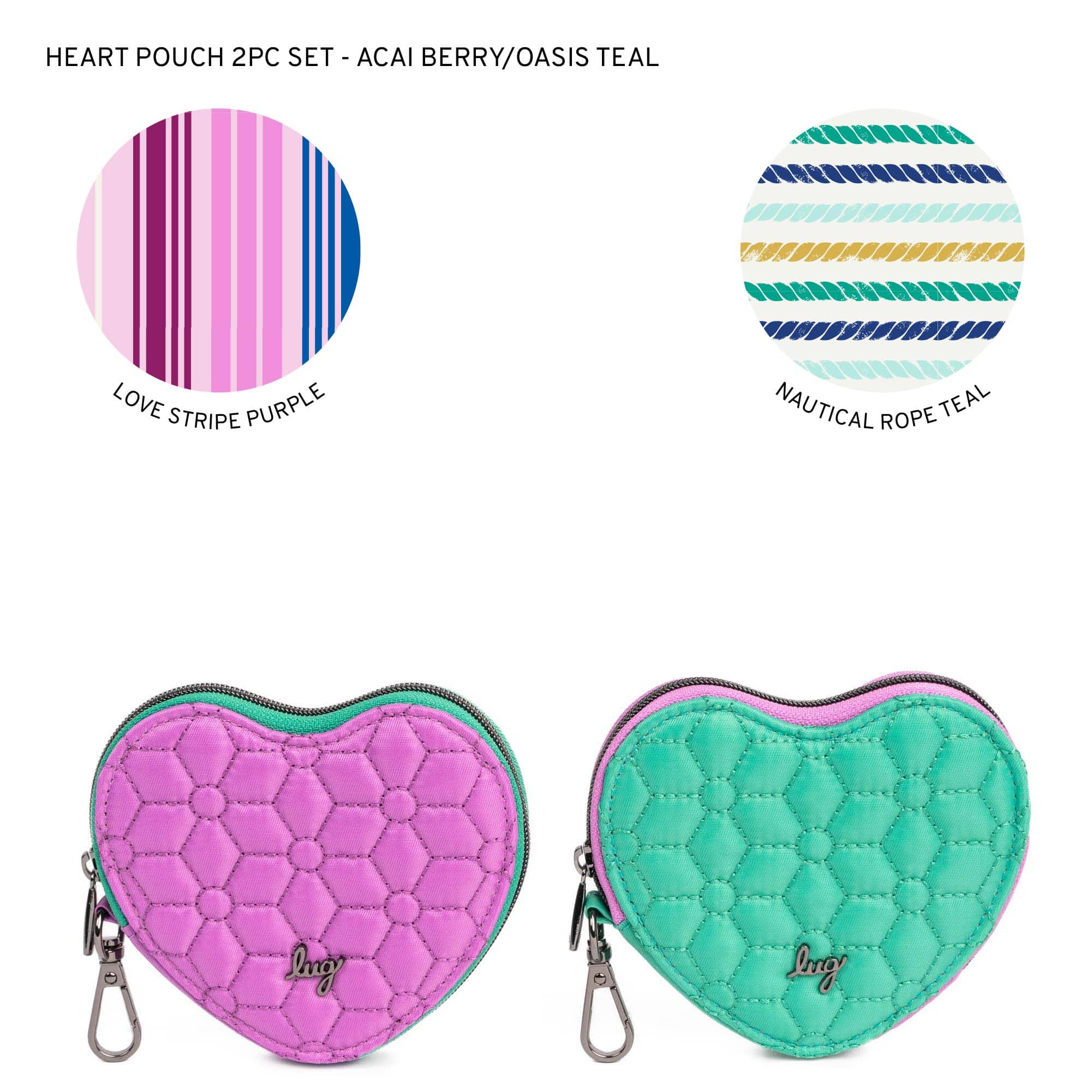 Heart Pouch 2pc Set - Two-Tone - OASIS TEAL ACAI BERRY - 24296_HeartPouches2PCS_AcaiBerry_OasisTeal_Angle_01_3c1c9f74-1a33-4d99-a424-d2cc0ef23ed9