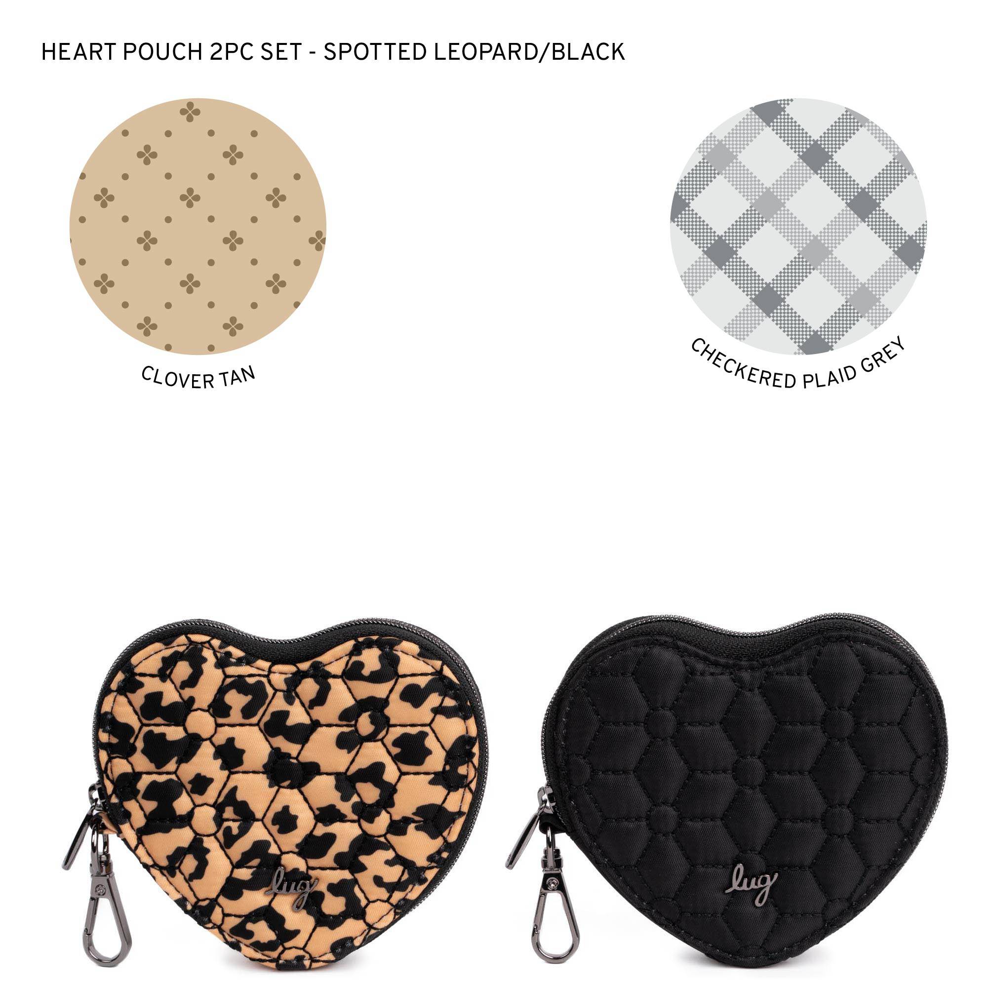 Heart Pouch 2pc Set - BLACK SPOTTED LEOPARD - 24298_HeartPouches2PCS_SpottedLeopard_Black_Angle_01