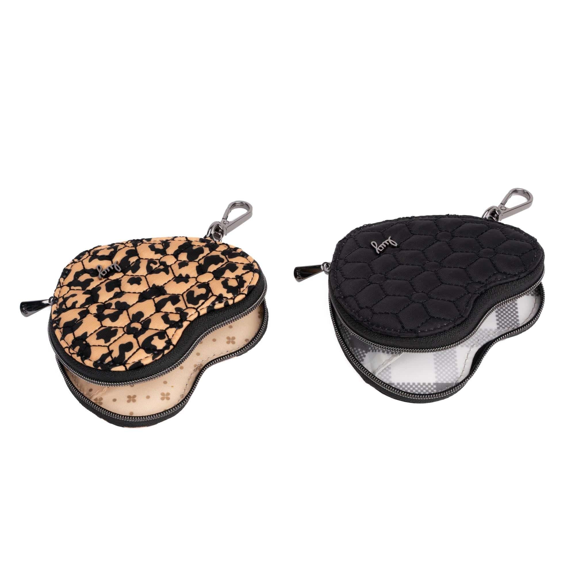 Heart Pouch 2pc Set - BLACK SPOTTED LEOPARD - 24298_HeartPouches2PCS_SpottedLeopard_Black_Angle_03