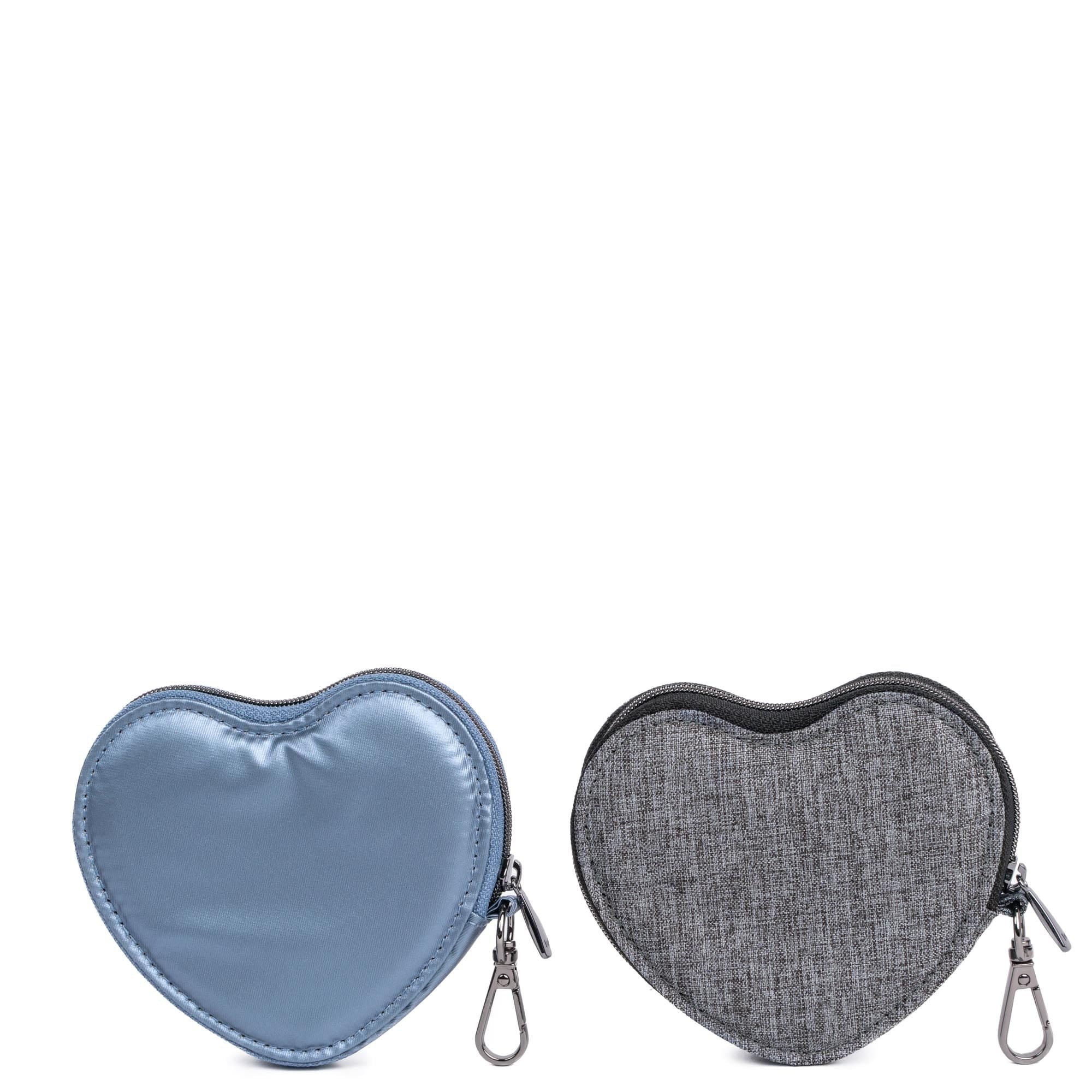 Heart Pouch 2pc Set - METALLIC BLUE MOON HEATHER GREY - 24299_HeartPouches2PCS_MetallicBlueMoon_HeatherGrey_Angle_02_11647e20-d788-4ba8-83ff-b20dd4a619e5