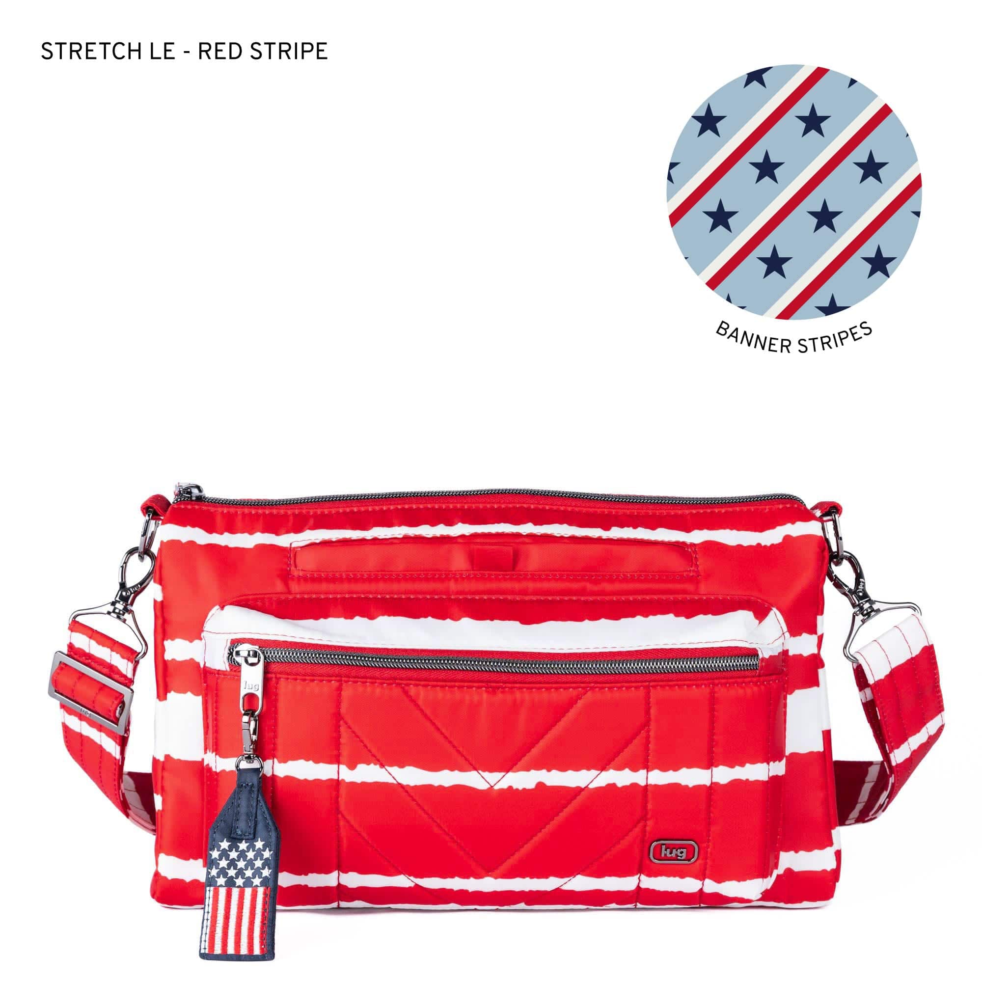 Stretch LE Crossbody Bag - Patriotic - RED STRIPE - 24316_StretchLE_RedStripe_Angle_01
