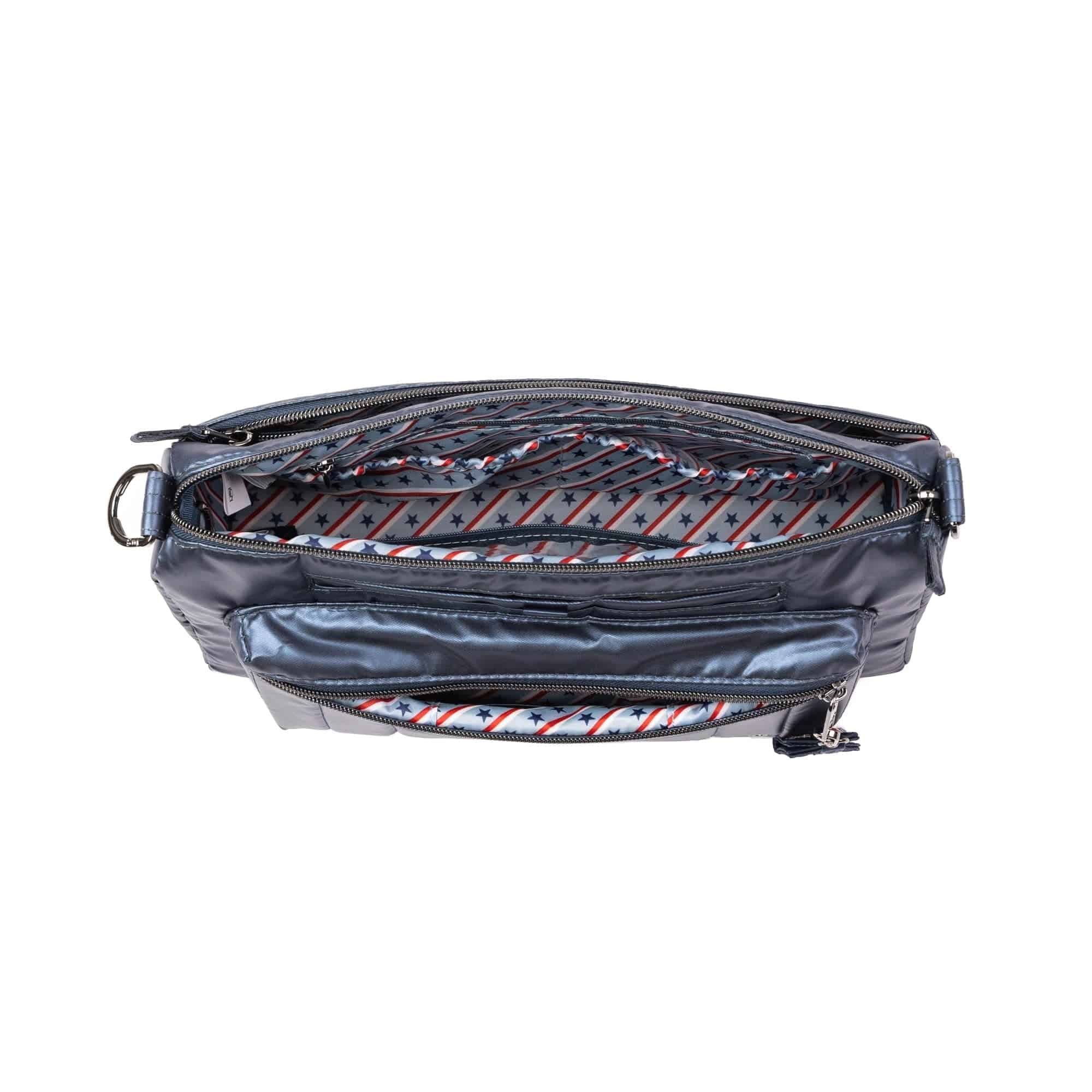 Stretch LE Crossbody Bag - Patriotic - METALLIC INDIGO - 24320_StretchLE_MetallicIndigo_Angle_05