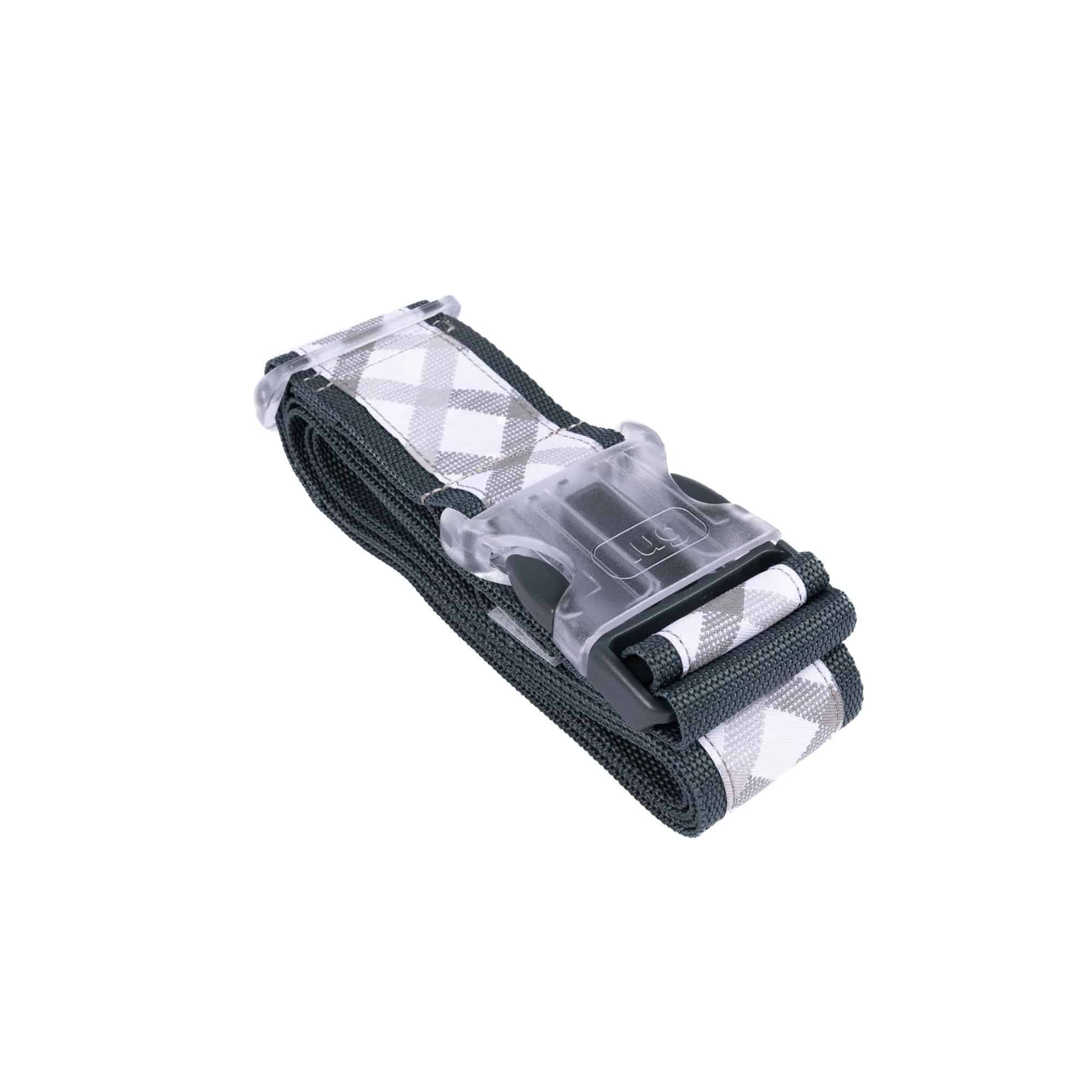 Baggage Claim Strap & Luggage Tag Set - CHECKERED PLAID GREY - 24332_BaggageClaimLuggageTag_CheckeredPlaidGrey_Angle_01