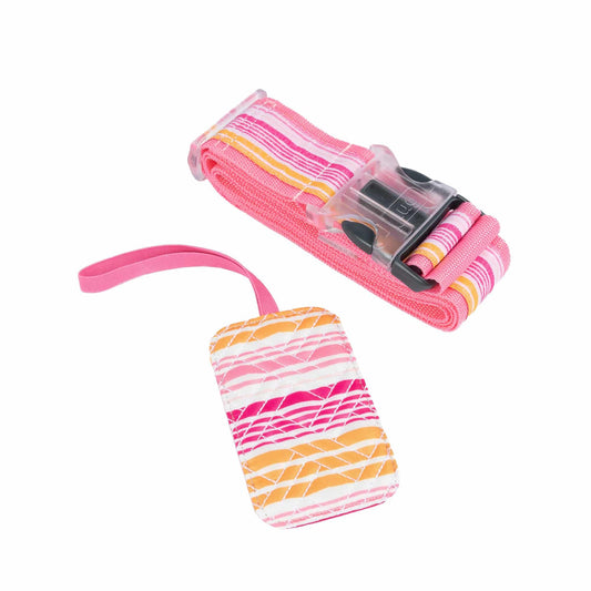 Baggage Claim Strap & Luggage Tag Set - - 24333_BaggageClaimLuggageTag_LoveWavesPink_Angle_04_8593e794-11da-4d7a-86aa-fb2f8fa9d4a5