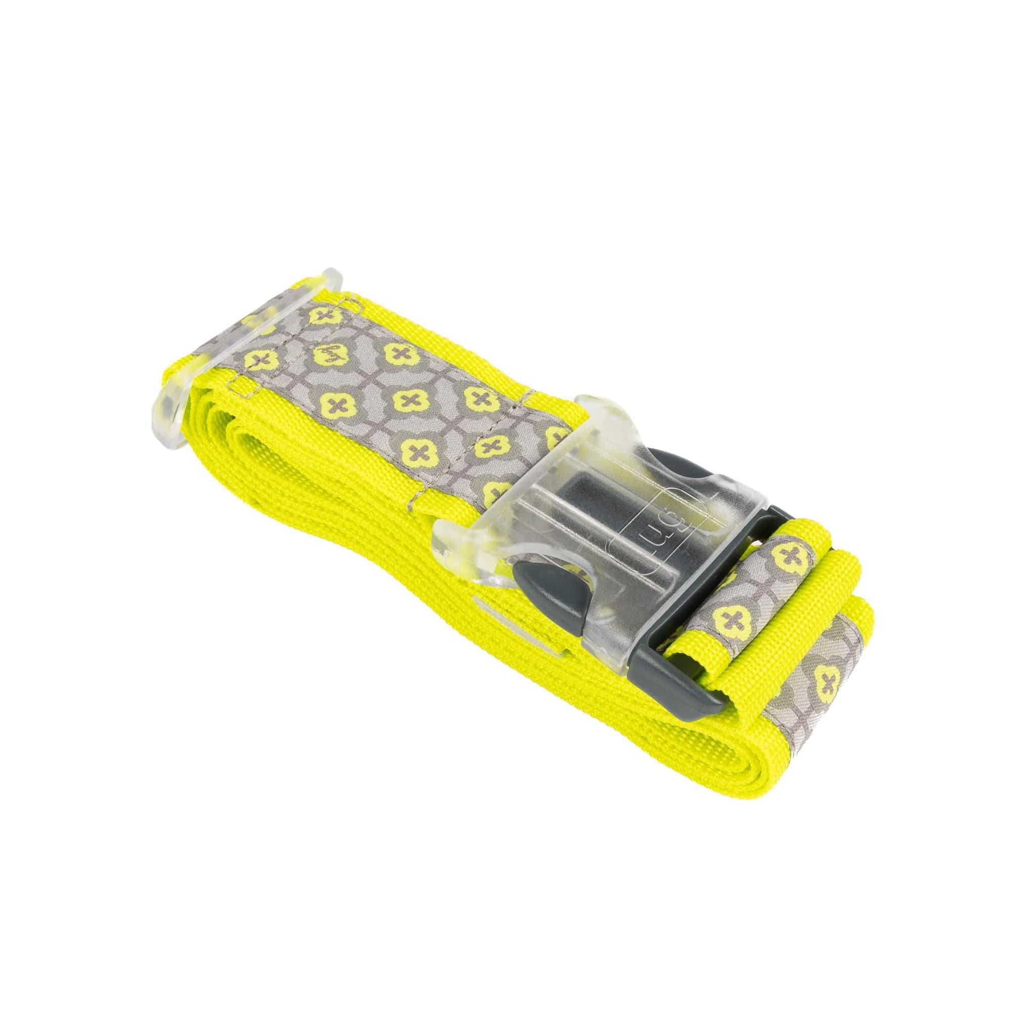 Baggage Claim Strap & Luggage Tag Set - FLORAL LATTICE LEMON LIME - 24334_BaggageClaimLuggageTag_FloralLatticeLemonLime_Angle_01