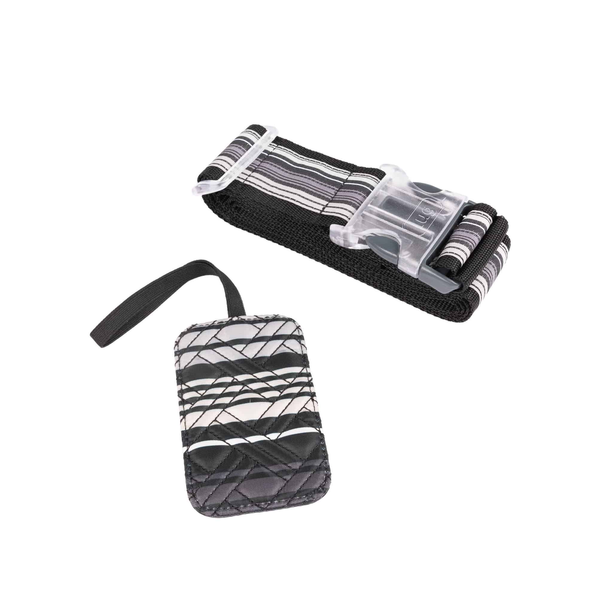 Baggage Claim Strap & Luggage Tag Set - LOVE STRIPE BLACK - 24335_BaggageClaimLuggageTag_LovestripeBlack_Angle_04