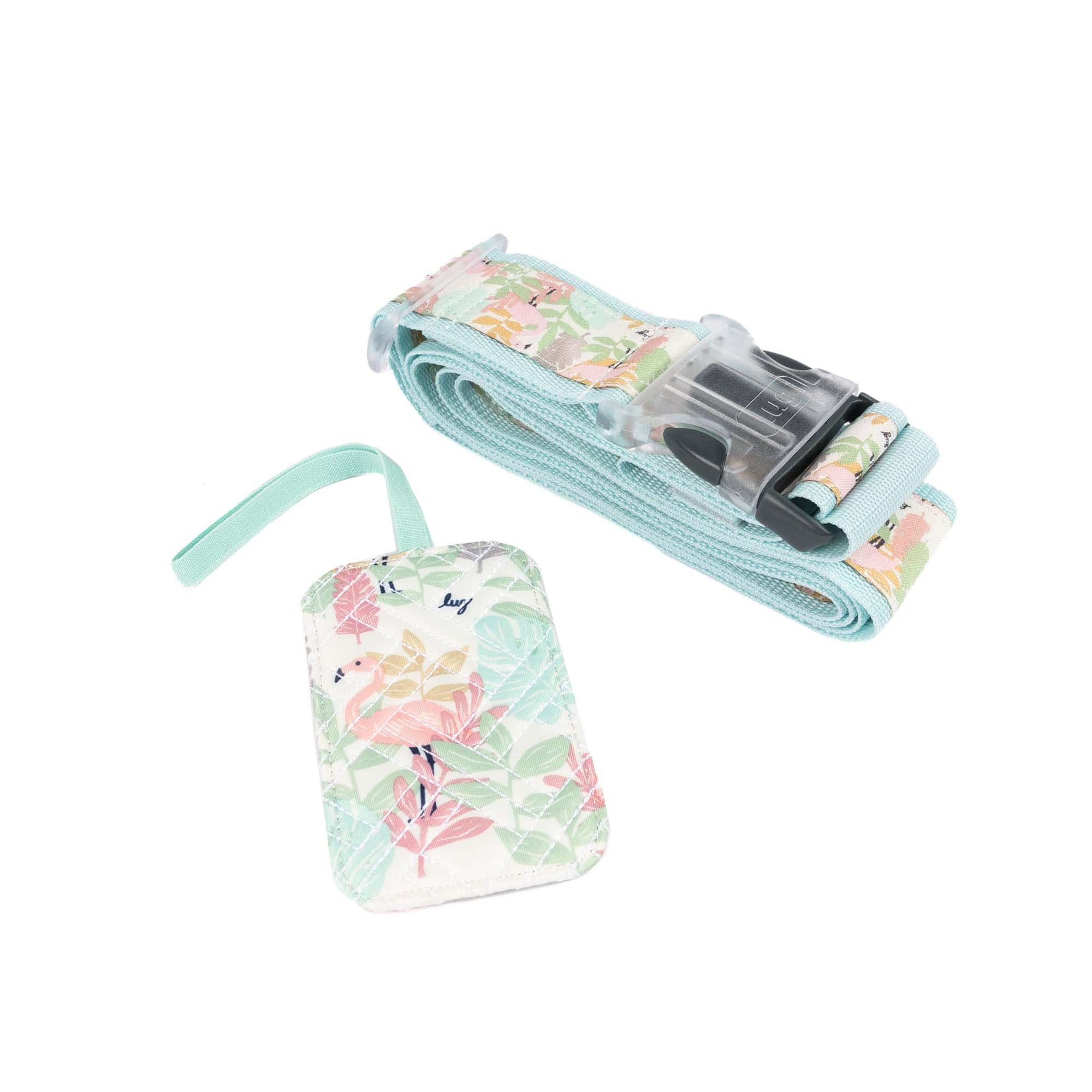 Baggage Claim Strap & Luggage Tag Set - FLAMINGO FOLIAGE - 24336_BaggageClaimLuggageTag_FlamingoFoliage_Angle_04
