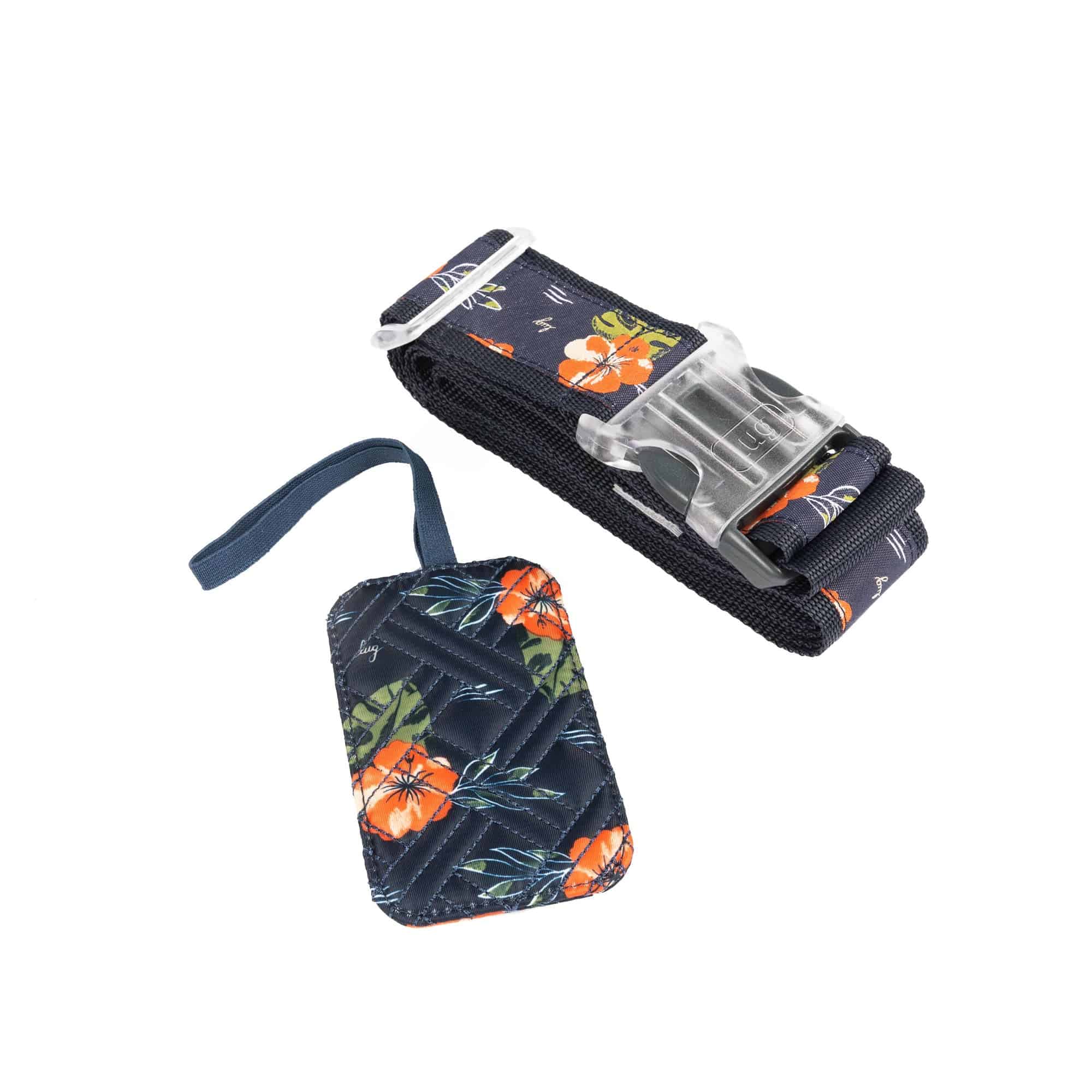 Baggage Claim Strap & Luggage Tag Set - ALOHA NAVY - 24337_BaggageClaimLuggageTag_AlohaNavy_Angle_04