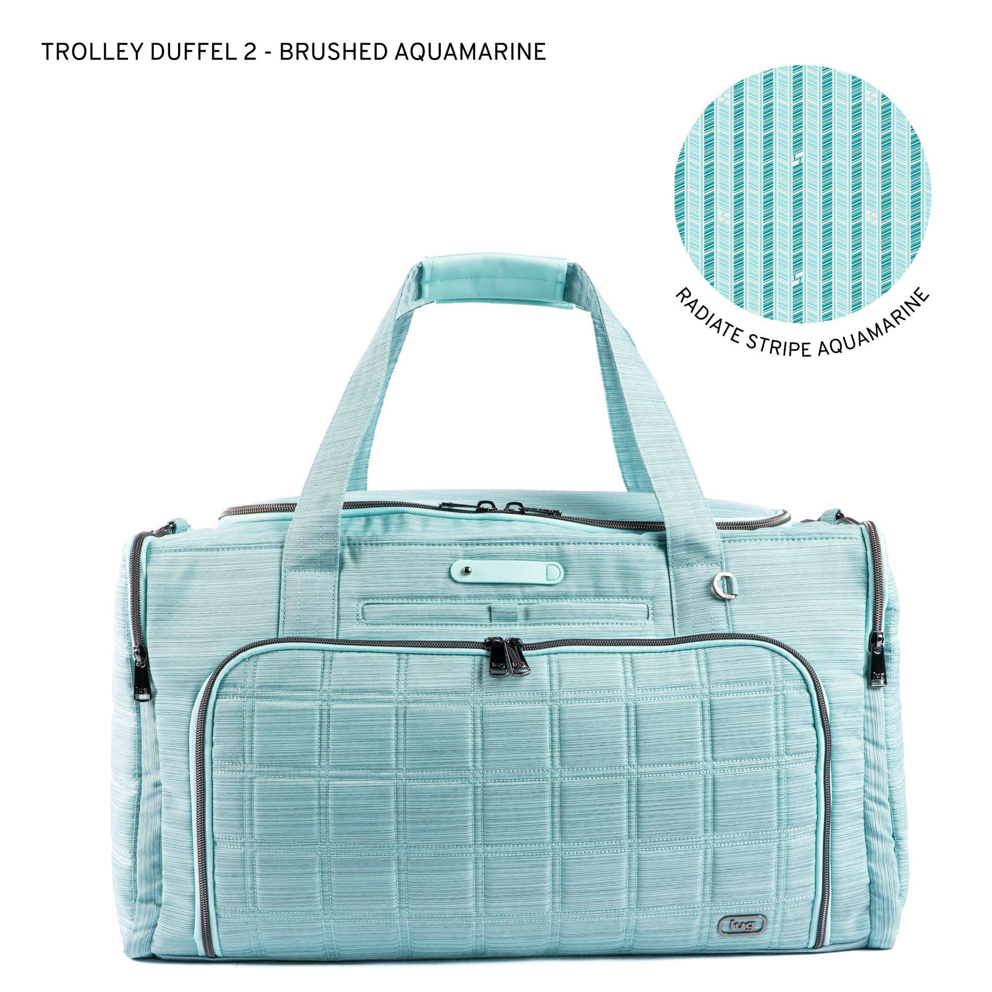 Trolley Duffel 2 Oversized Travel Bag - BRUSHED AQUAMARINE - 24360_TrolleyDuffel2_BrushedAquamrine_Angle_01