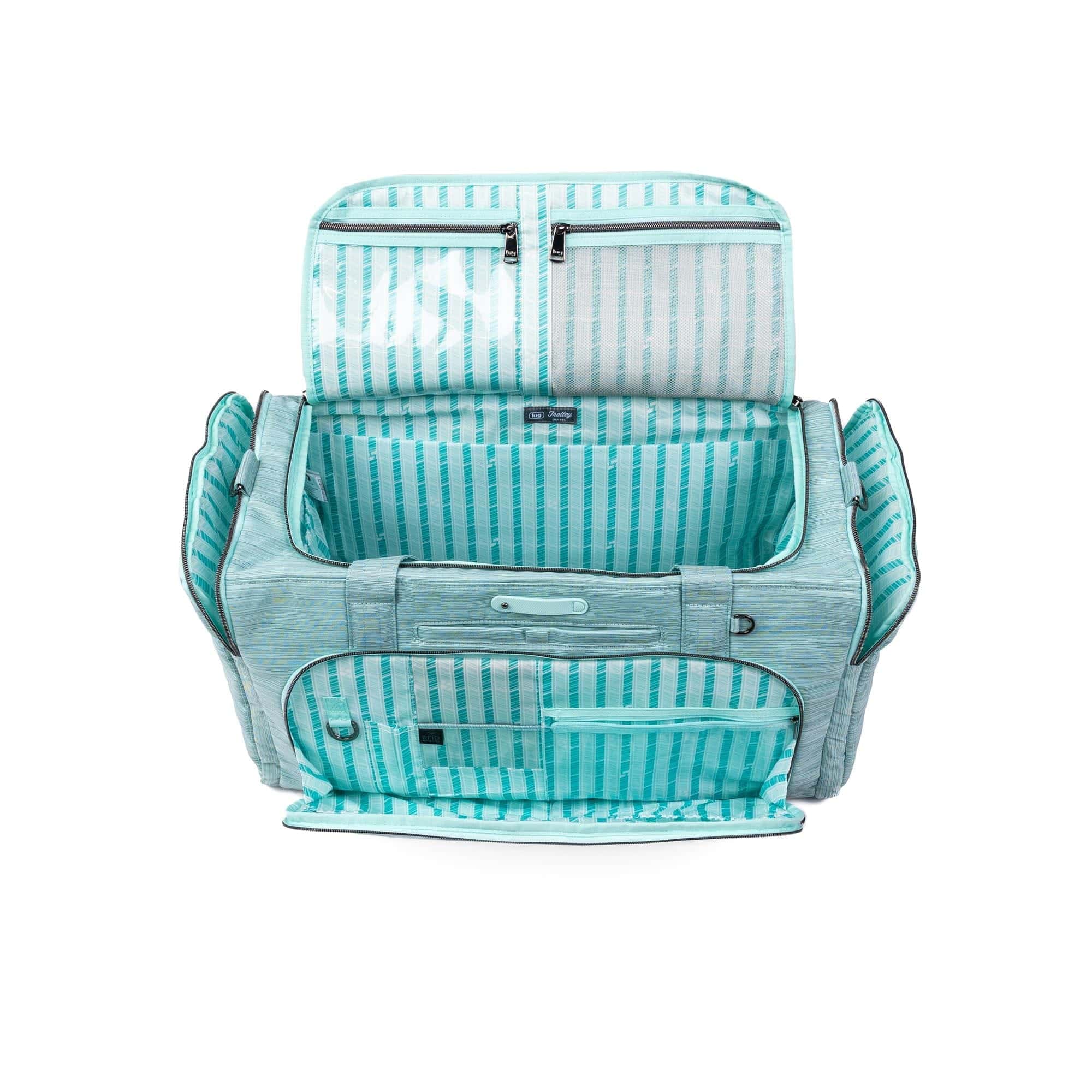 Trolley Duffel 2 Oversized Travel Bag - BRUSHED AQUAMARINE - 24360_TrolleyDuffel2_BrushedAquamrine_Angle_05