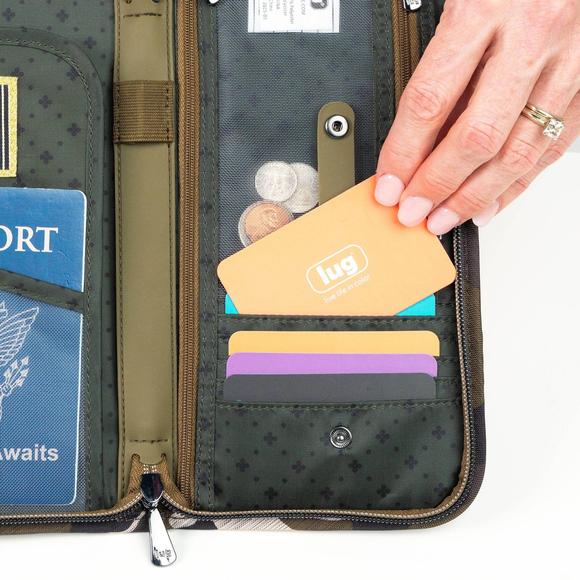 Legacy Collection Tango Travel RFID Wallet - - 24367_LegacyTango_BrushedCamoOlive_Lifestyle_05