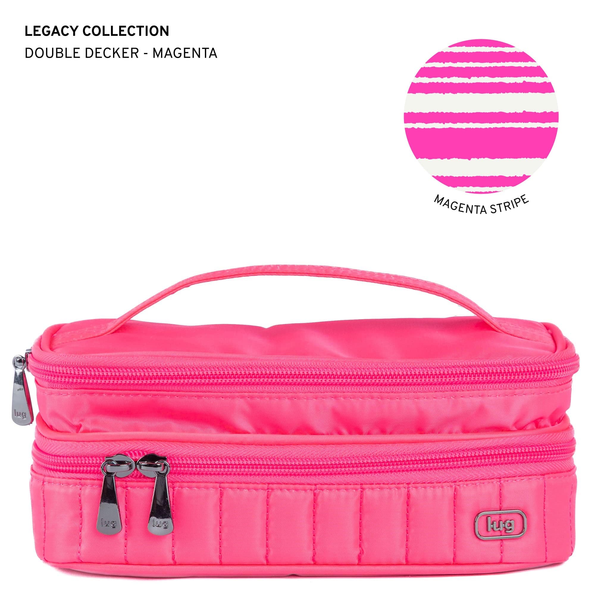 Legacy Collection Double Decker Cosmetic Case - MAGENTA - 24376_DoubleDecker_Magenta_Angle_01