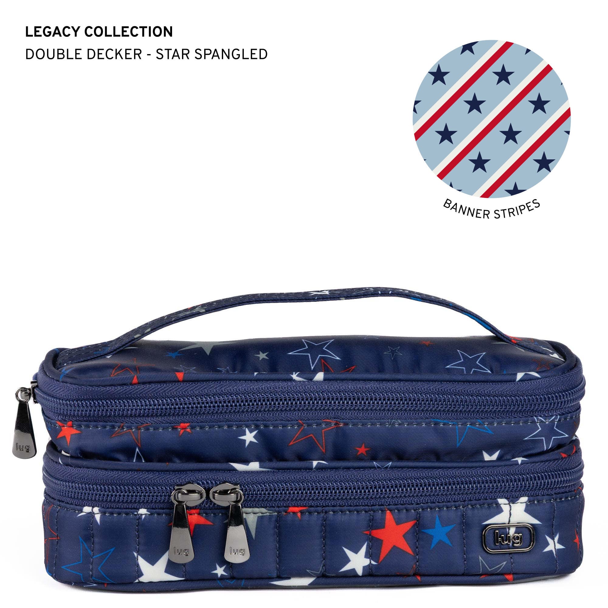 Legacy Collection Double Decker Cosmetic Case - STAR SPANGLED - 24377_LegacyDoubleDecker_StarSpangled_Angle_01