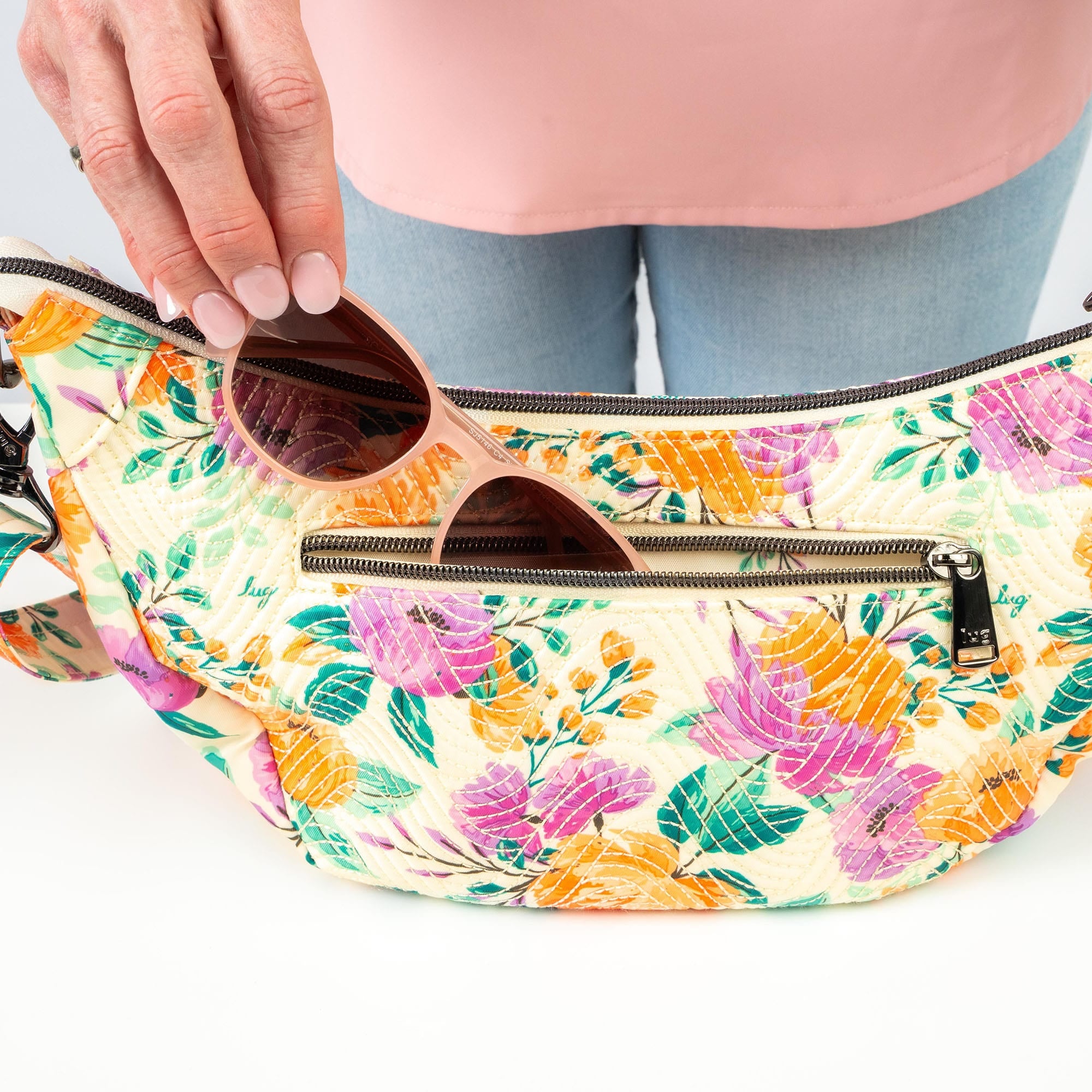 Swish Crossbody Bag - - 24391_Swish_CottageBlooms_Lifestyle_07_31306f34-88e6-490a-bcfc-a7d452857ae6