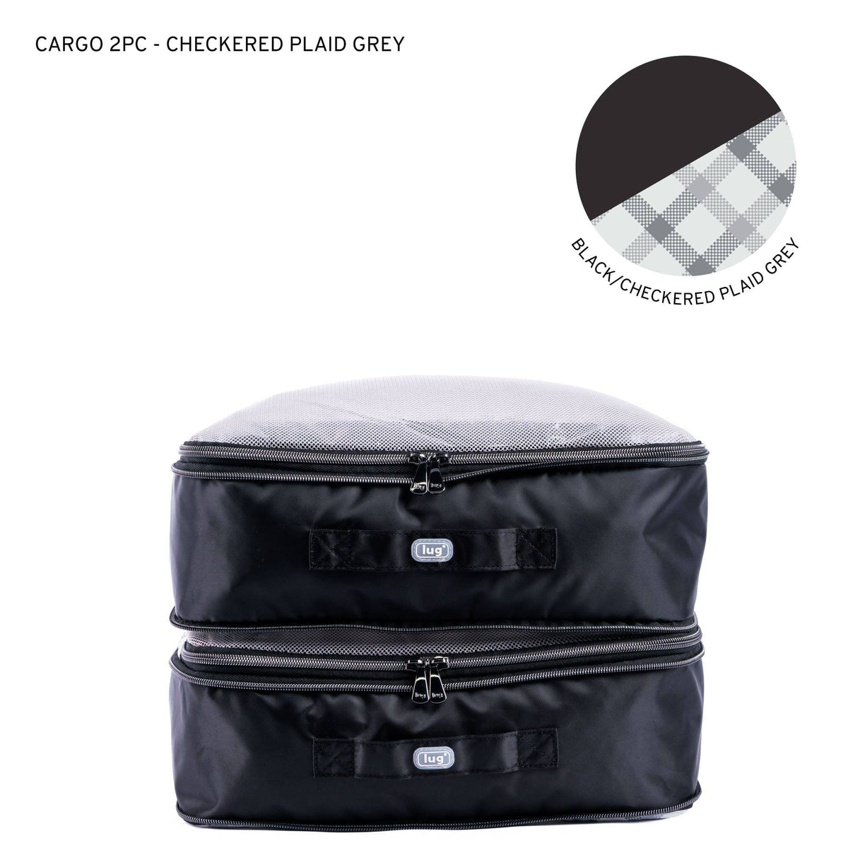 Cargo 2pc Medium Compression Cubes - CHECKERED PLAID GREY - 24398_Cargo2pc_MedCompressionCubes_CheckeredPlaidGrey_Angle_01
