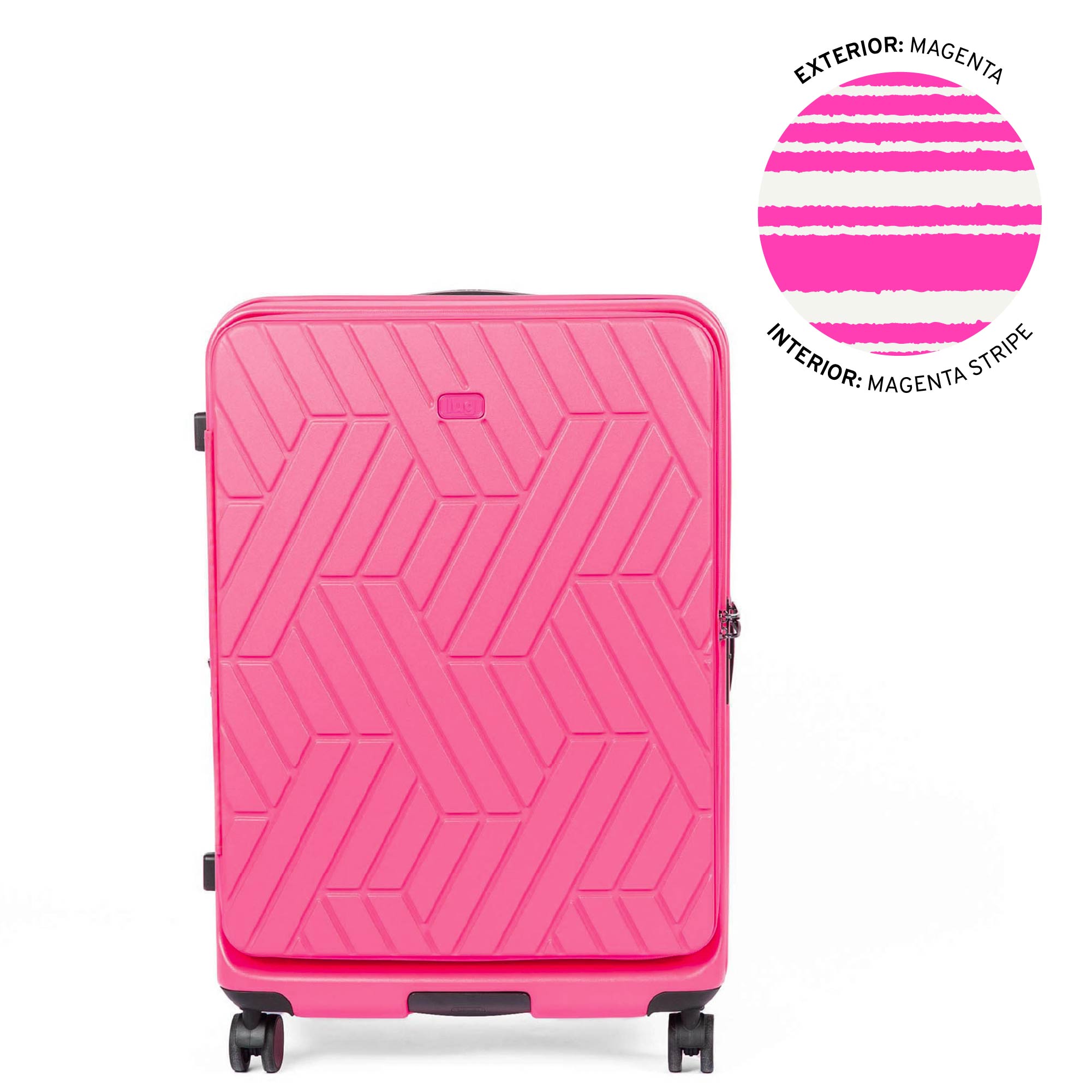 Box Truck Hard Sided Wheelie Checked Bag - MAGENTA - 24411_Boxtruck_Checked_Magenta_Angle_01_sld4f8