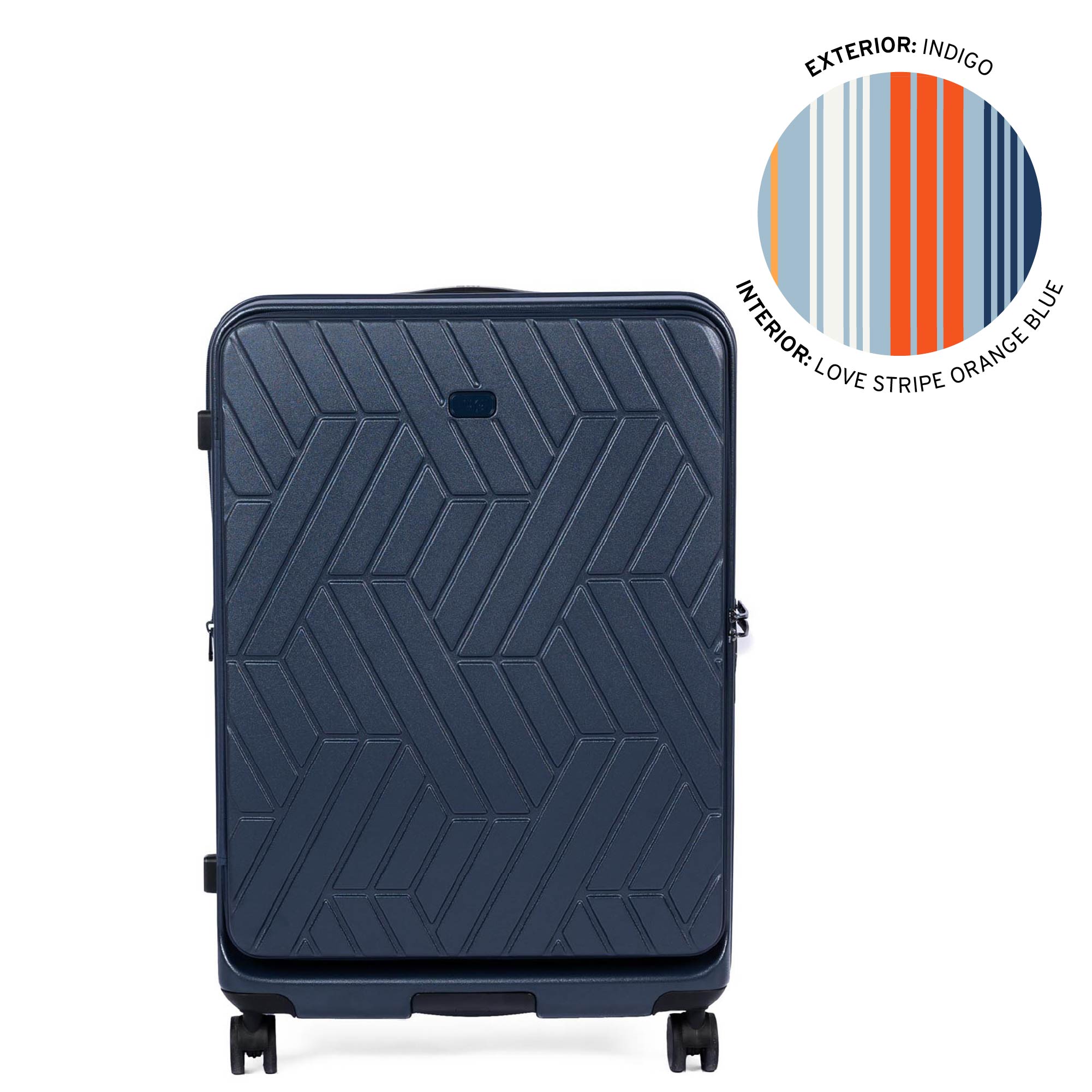 Box Truck Hard Sided Wheelie Checked Bag - INDIGO - 24413_Boxtruck_Checked_Indigo_Angle_01