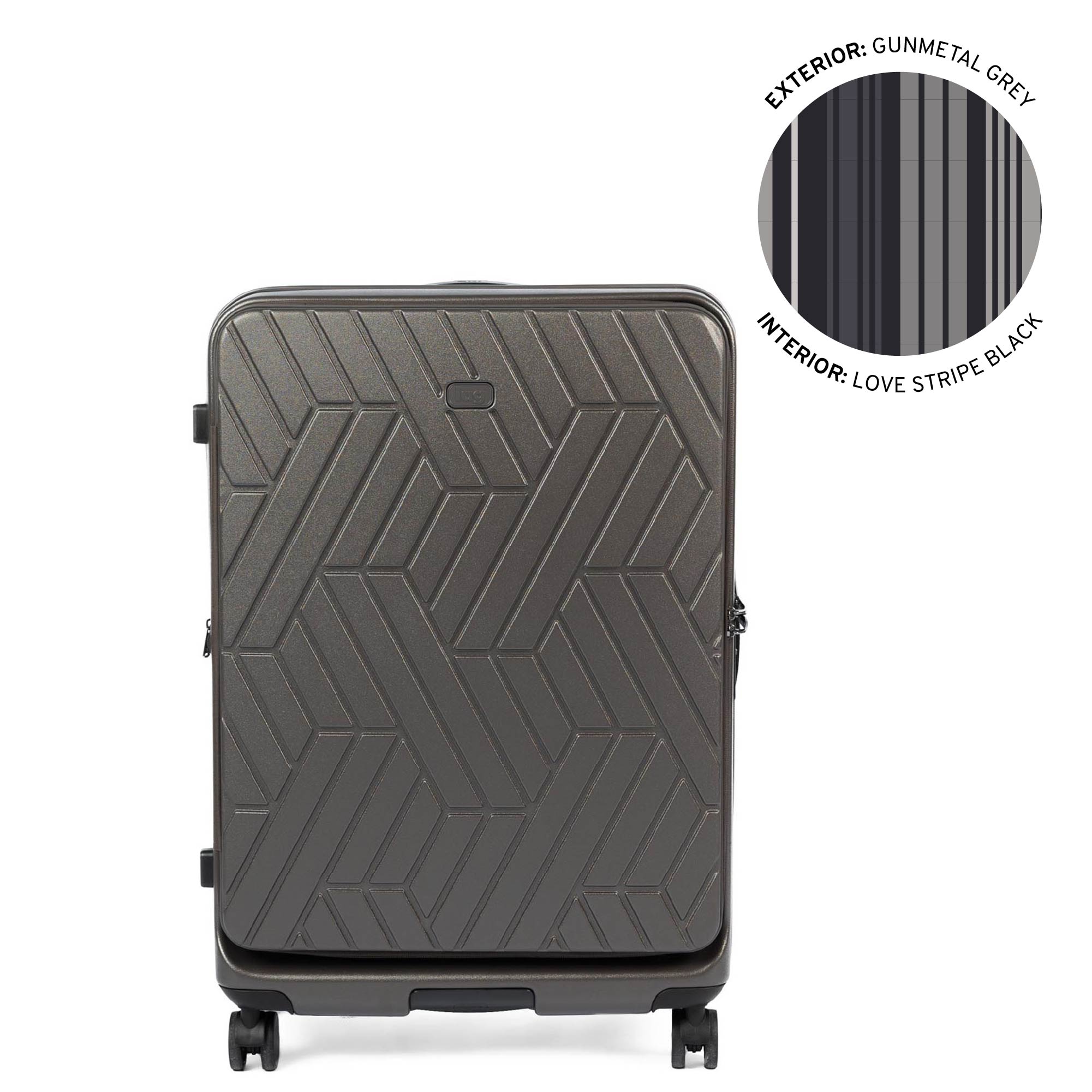 Box Truck Hard Sided Wheelie Checked Bag - GUNMETAL GREY - 24414_Boxtruck_Checked_Gunmetal_Angle_01