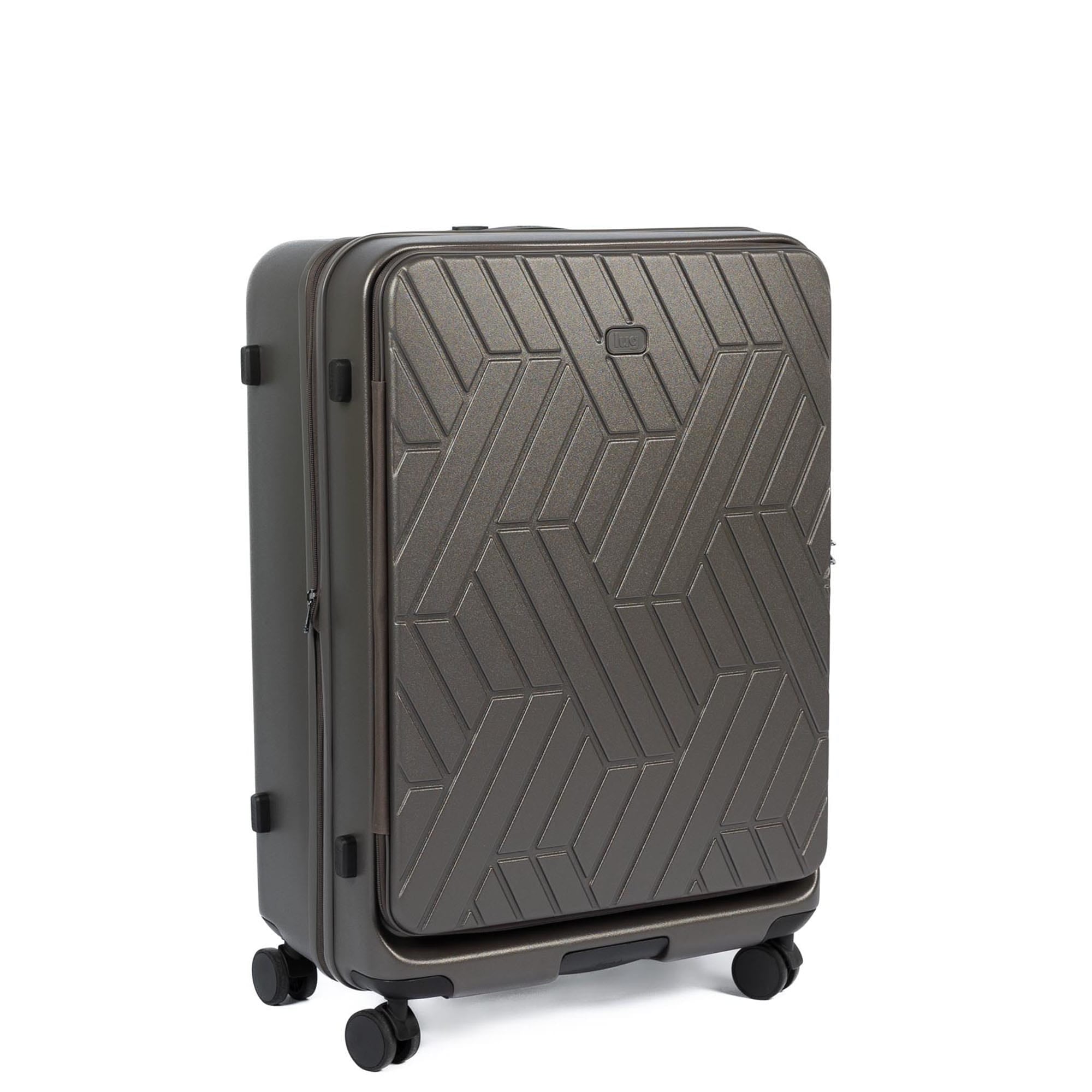 Box Truck Hard Sided Wheelie Checked Bag - GUNMETAL GREY - 24414_Boxtruck_Checked_Gunmetal_Angle_02