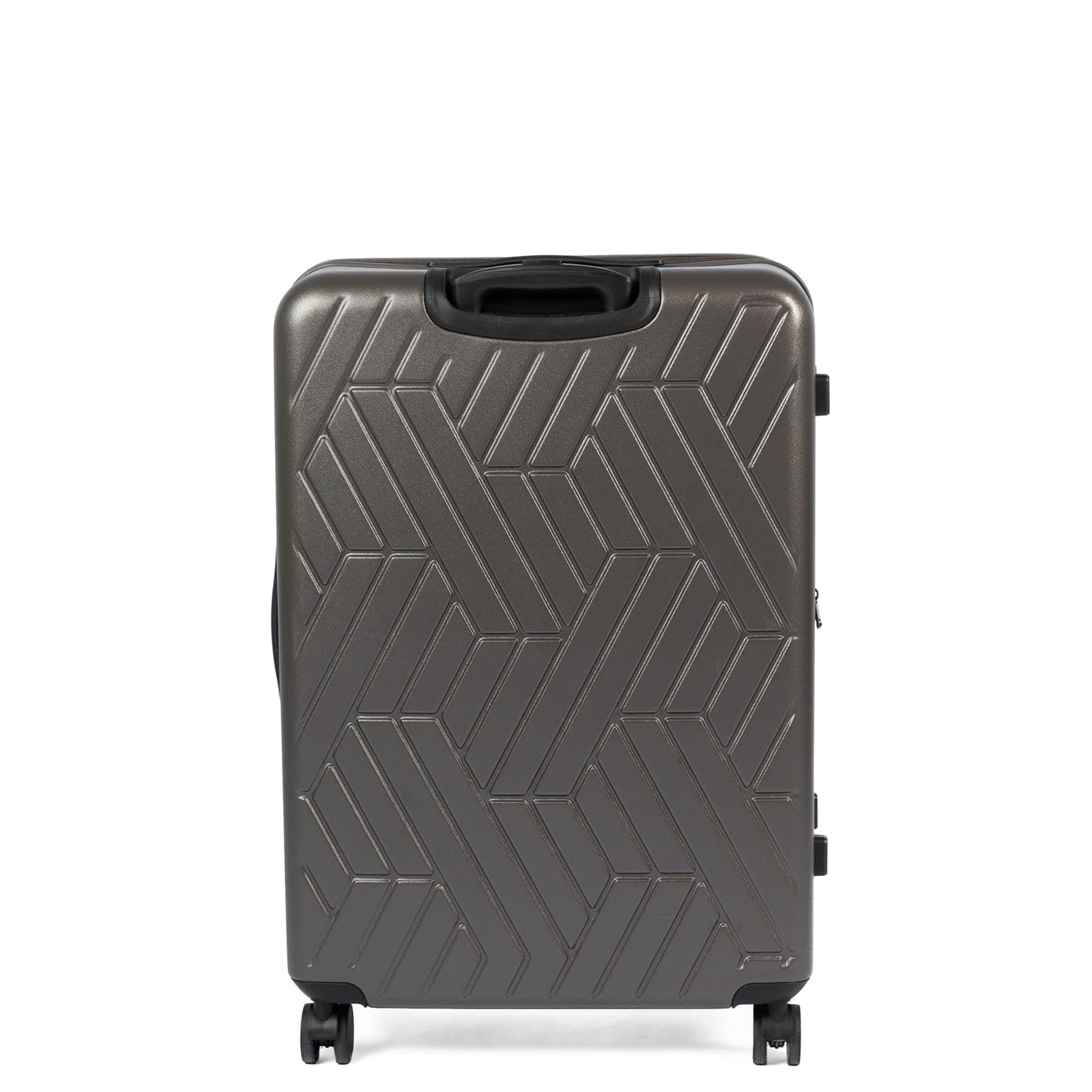 Box Truck Hard Sided Wheelie Checked Bag - GUNMETAL GREY - 24414_Boxtruck_Checked_Gunmetal_Angle_04