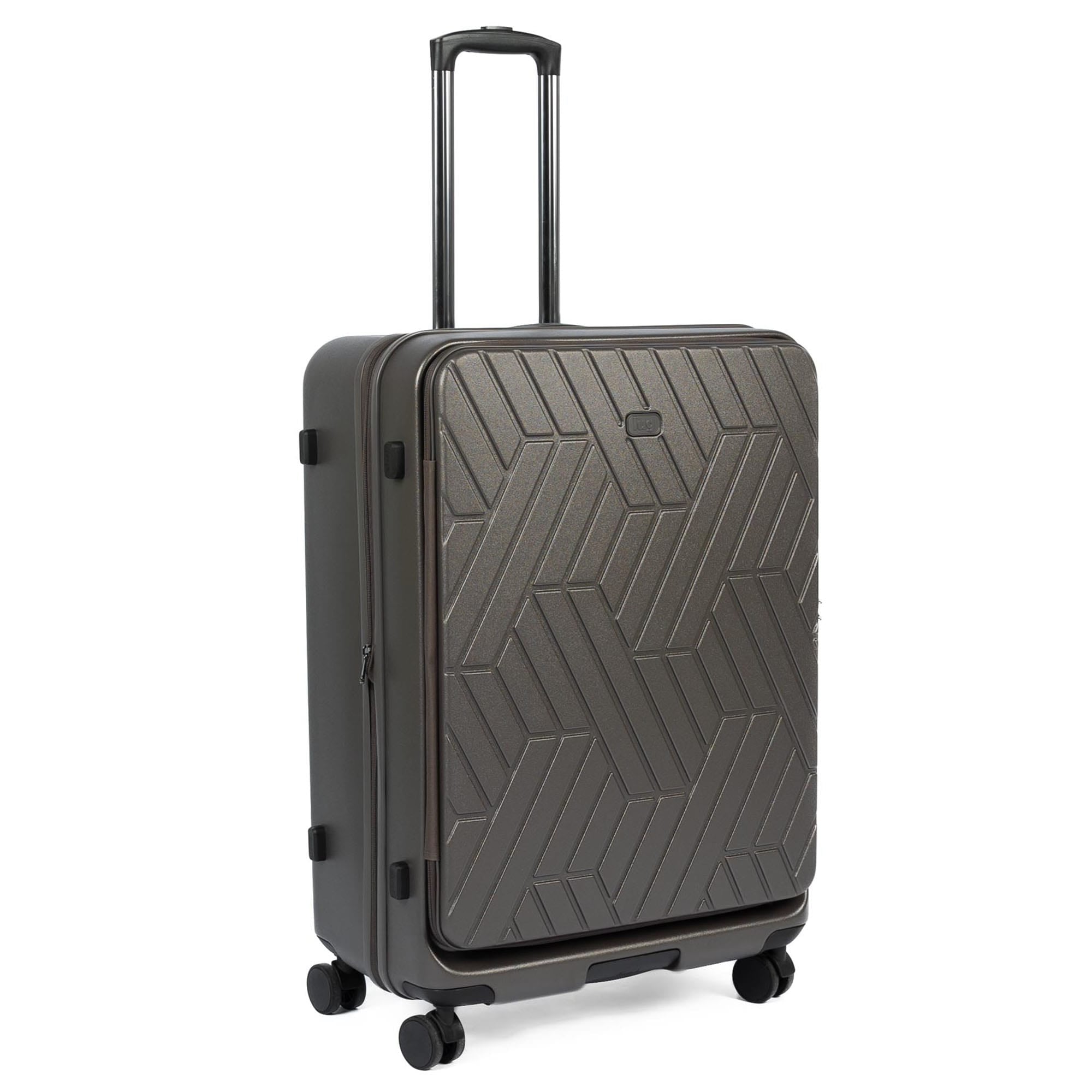 Box Truck Hard Sided Wheelie Checked Bag - GUNMETAL GREY - 24414_Boxtruck_Checked_Gunmetal_Angle_07