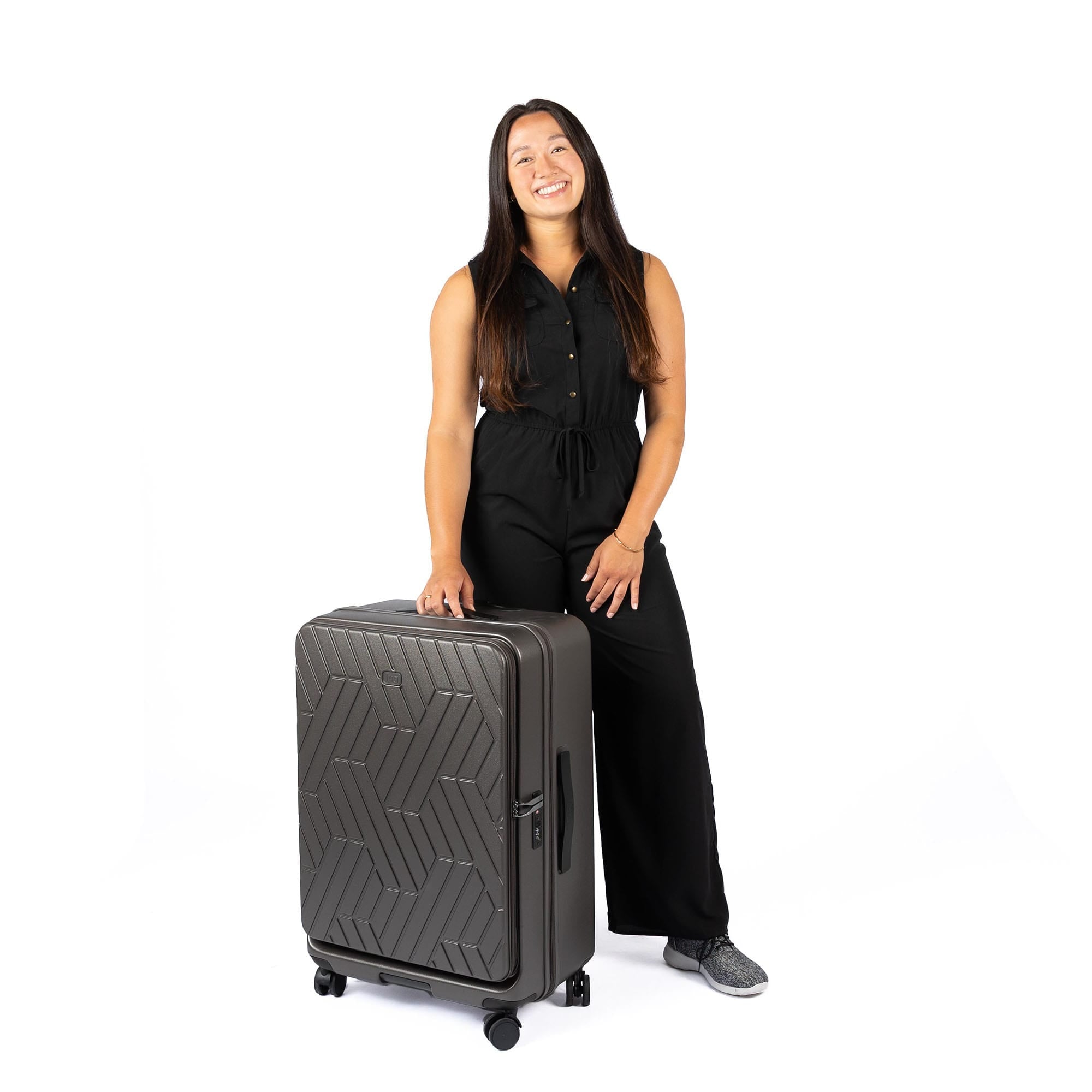 Box Truck Hard Sided Wheelie Checked Bag - - 24414_Boxtruck_Checked_Gunmetal_Proportion_01