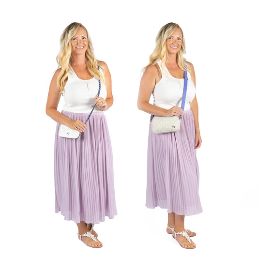 2pc Bag Straps - 1" Classic and Metal Chain Strap - - 24490_2pcStrapSet_PurpleBerry_Proportion_01