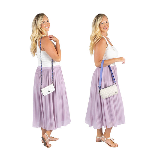 2pc Bag Straps - 1" Classic and Metal Chain Strap - - 24490_2pcStrapSet_PurpleBerry_Proportion_02