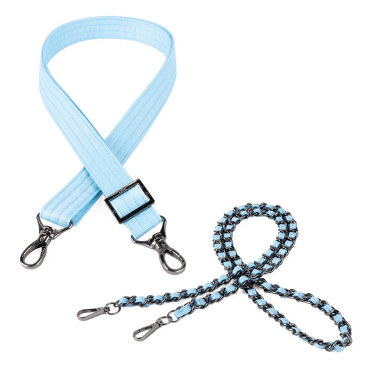 2pc Bag Straps - 1" Classic and Metal Chain Strap - - 24496_2pcStrapSet_BubbleBlue_Angle_01_d2f311f4-4f92-4a1b-a872-bba14ac2d24b
