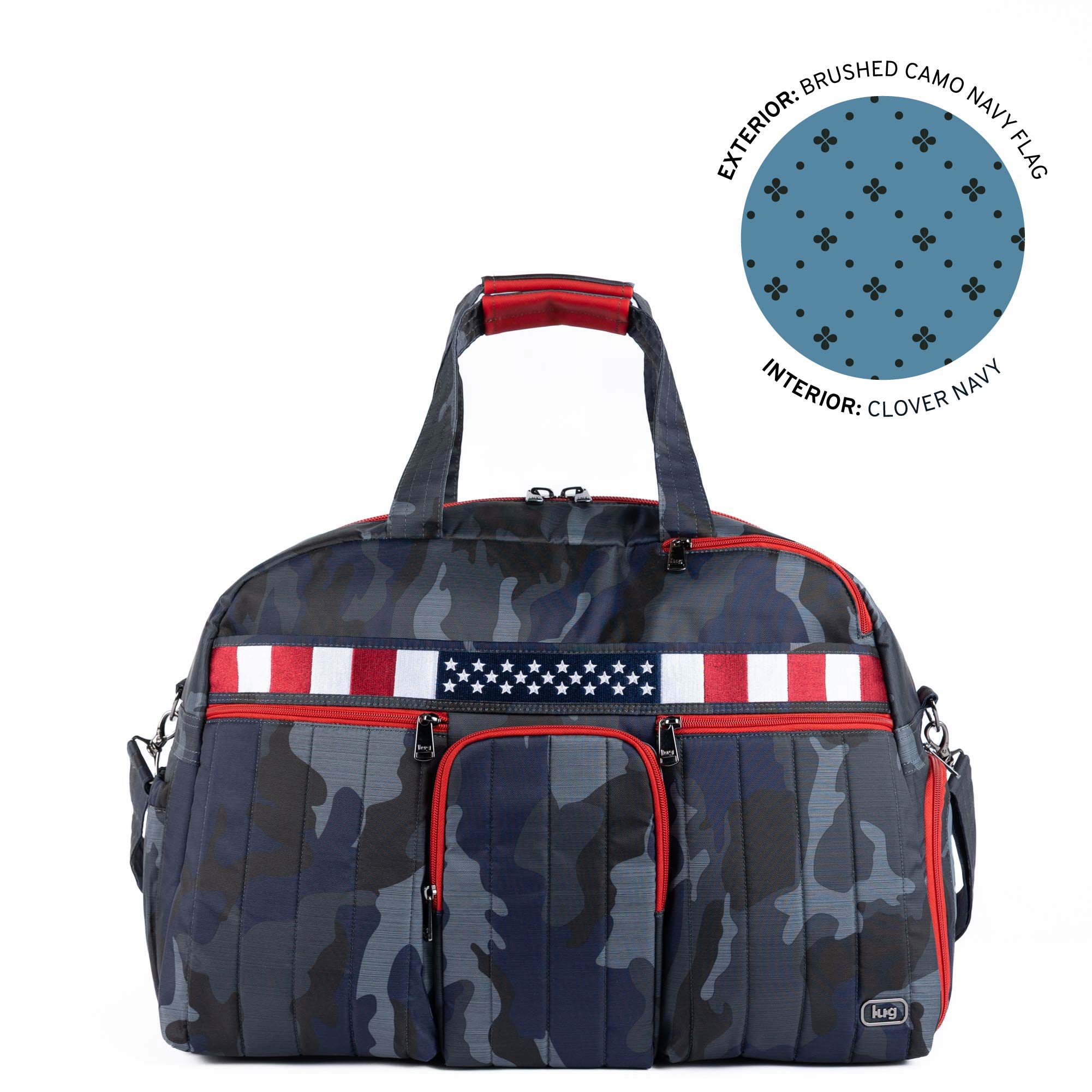 Legacy Collection Shuttlebus Duffel - BRUSHED CAMO NAVY FLAG - 24543_LegacyShuttlebus_BrushedCamoNavyFlag_Angle_01