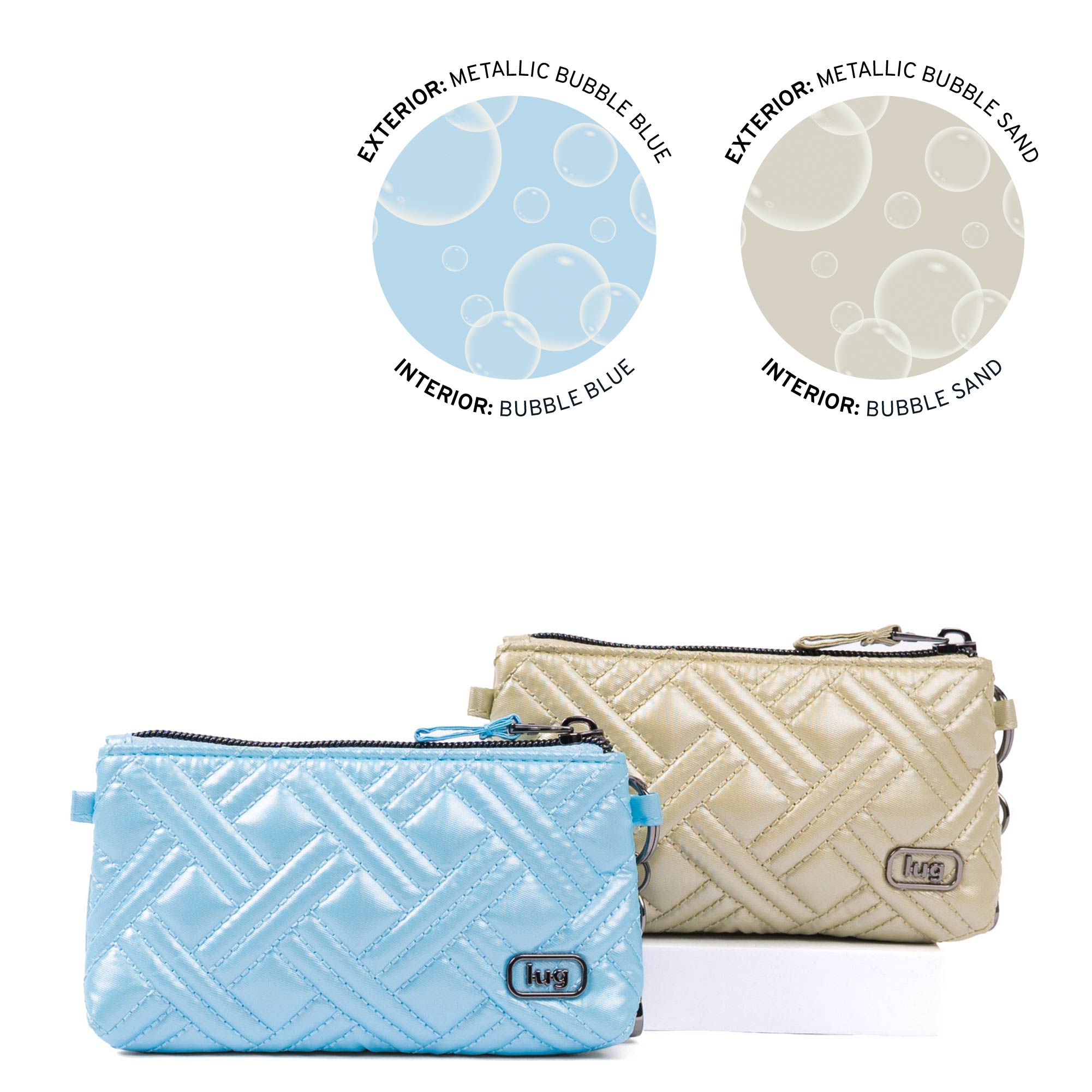 Metro XL Pouch - 2pc Set - METALLIC BUBBLE BLUE METALLIC BUBBLE SAND - 24559_MetroXL2pc_MetallicBubbleSandBlue_Angle_01
