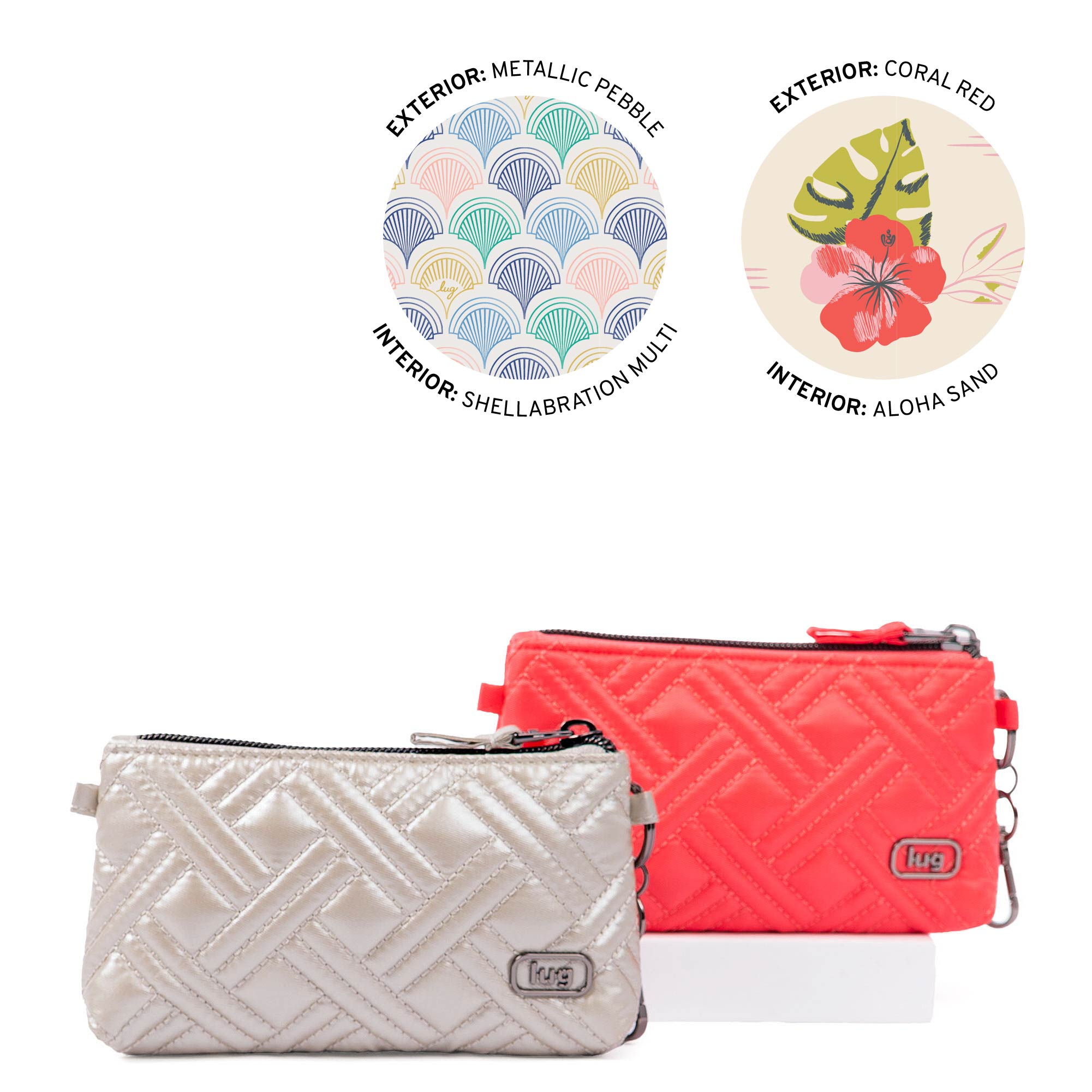 Metro XL Pouch - 2pc Set - CORAL RED METALLIC PEBBLE - 24563_MetroXL2pc_CoralRedMetallicPebble_Angle_01