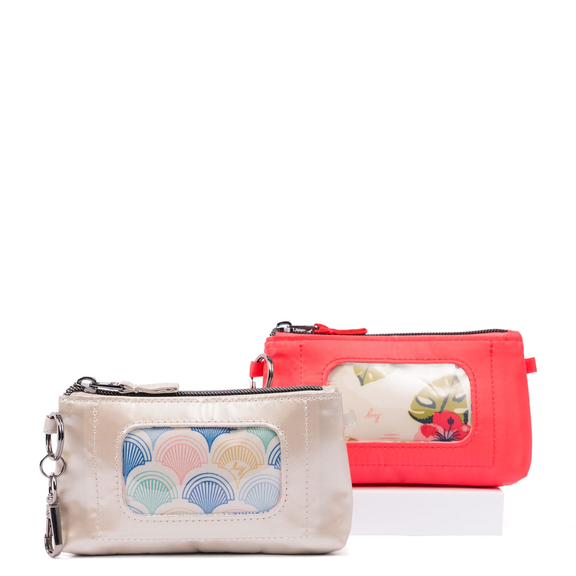 Metro XL Pouch - 2pc Set - CORAL RED METALLIC PEBBLE - 24563_MetroXL2pc_CoralRedMetallicPebble_Angle_02