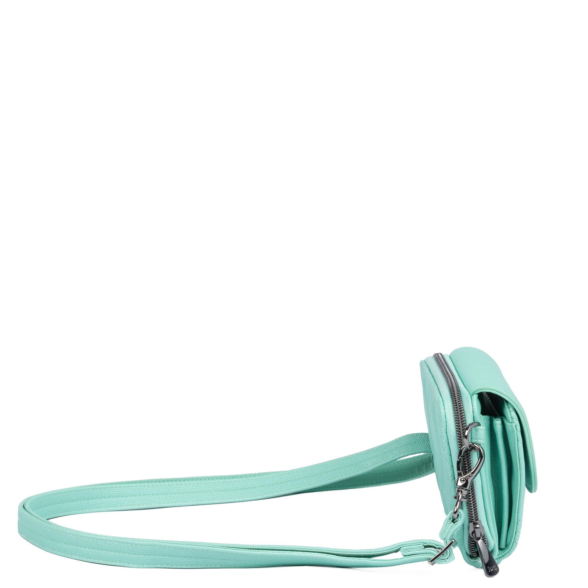 Vault Matte Luxe VL RFID Convertible Crossbody - METALLIC BUBBLE MINT - 24570_VaultMatteLuxe_MetallicBubbleMint_Angle_03