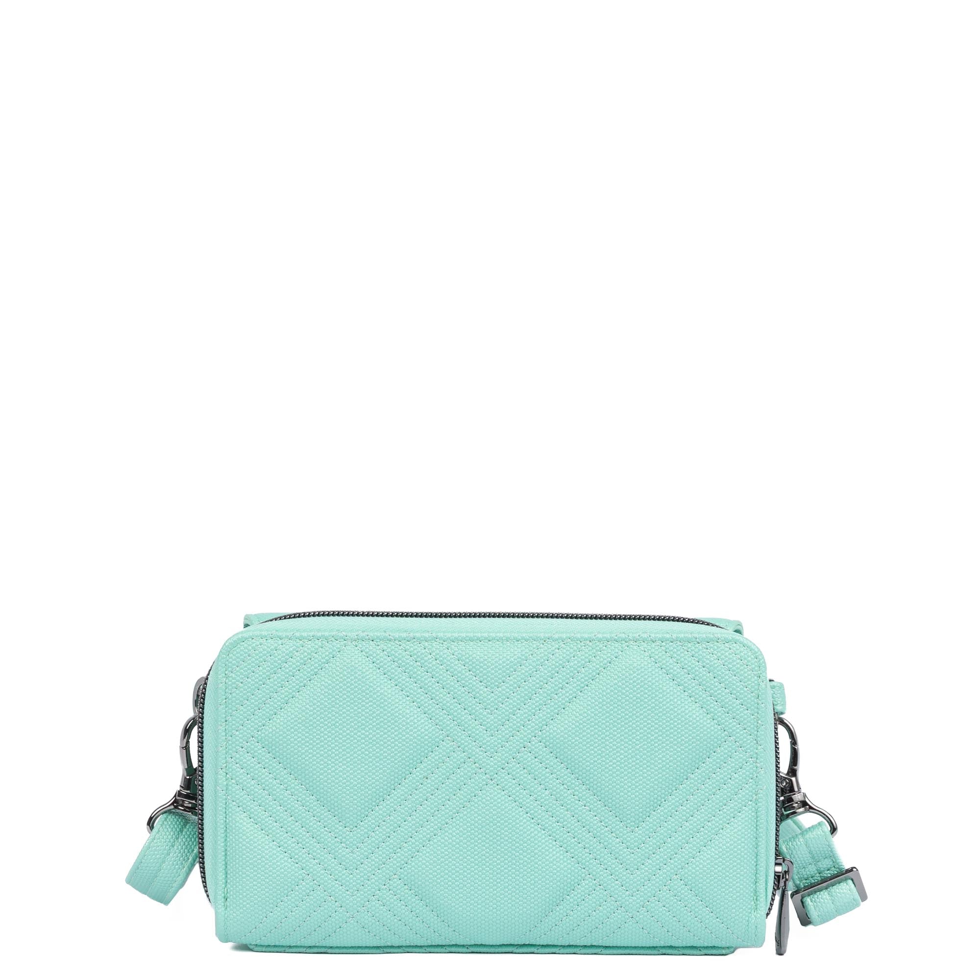 Vault Matte Luxe VL RFID Convertible Crossbody - METALLIC BUBBLE MINT - 24570_VaultMatteLuxe_MetallicBubbleMint_Angle_04