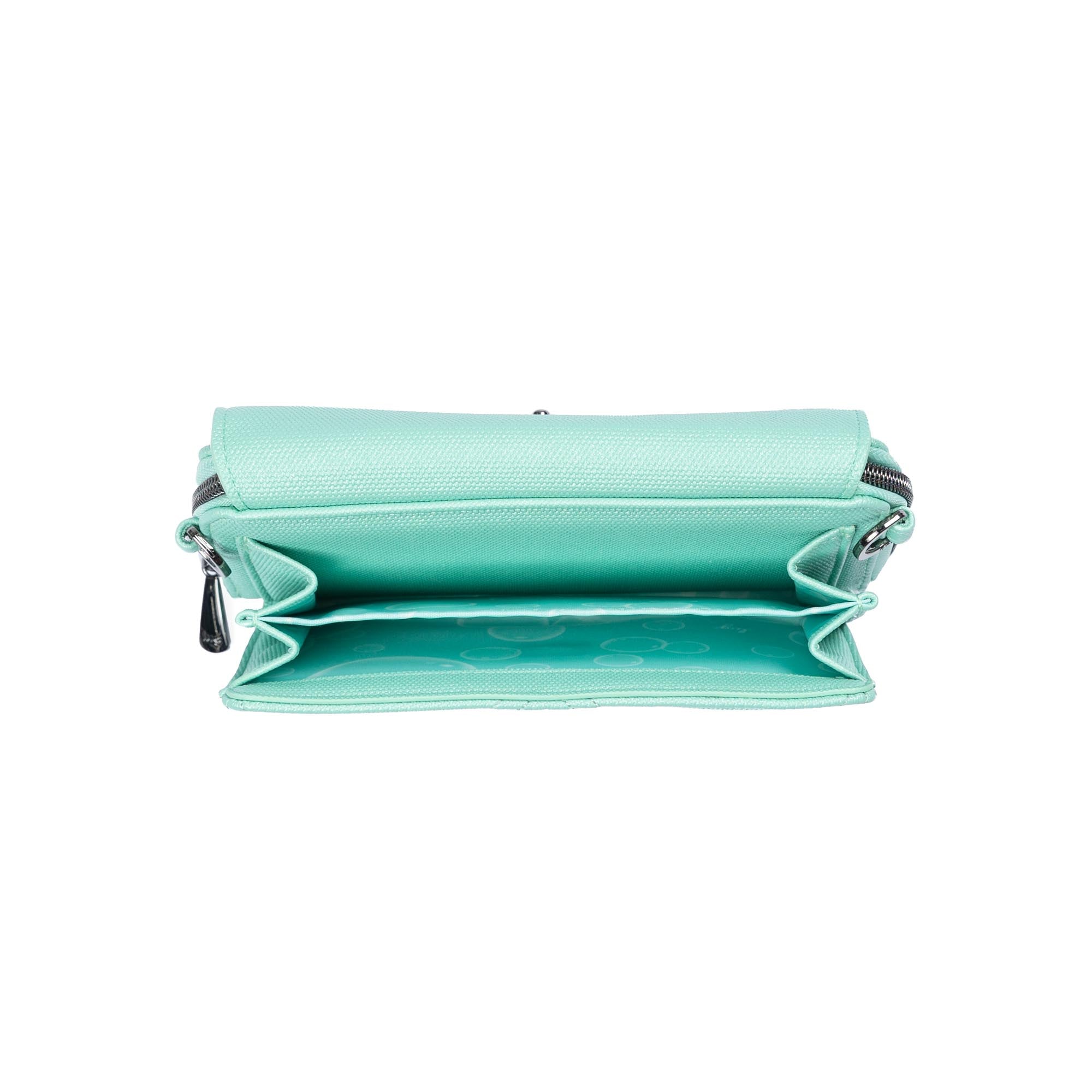 Vault Matte Luxe VL RFID Convertible Crossbody - METALLIC BUBBLE MINT - 24570_VaultMatteLuxe_MetallicBubbleMint_Angle_05