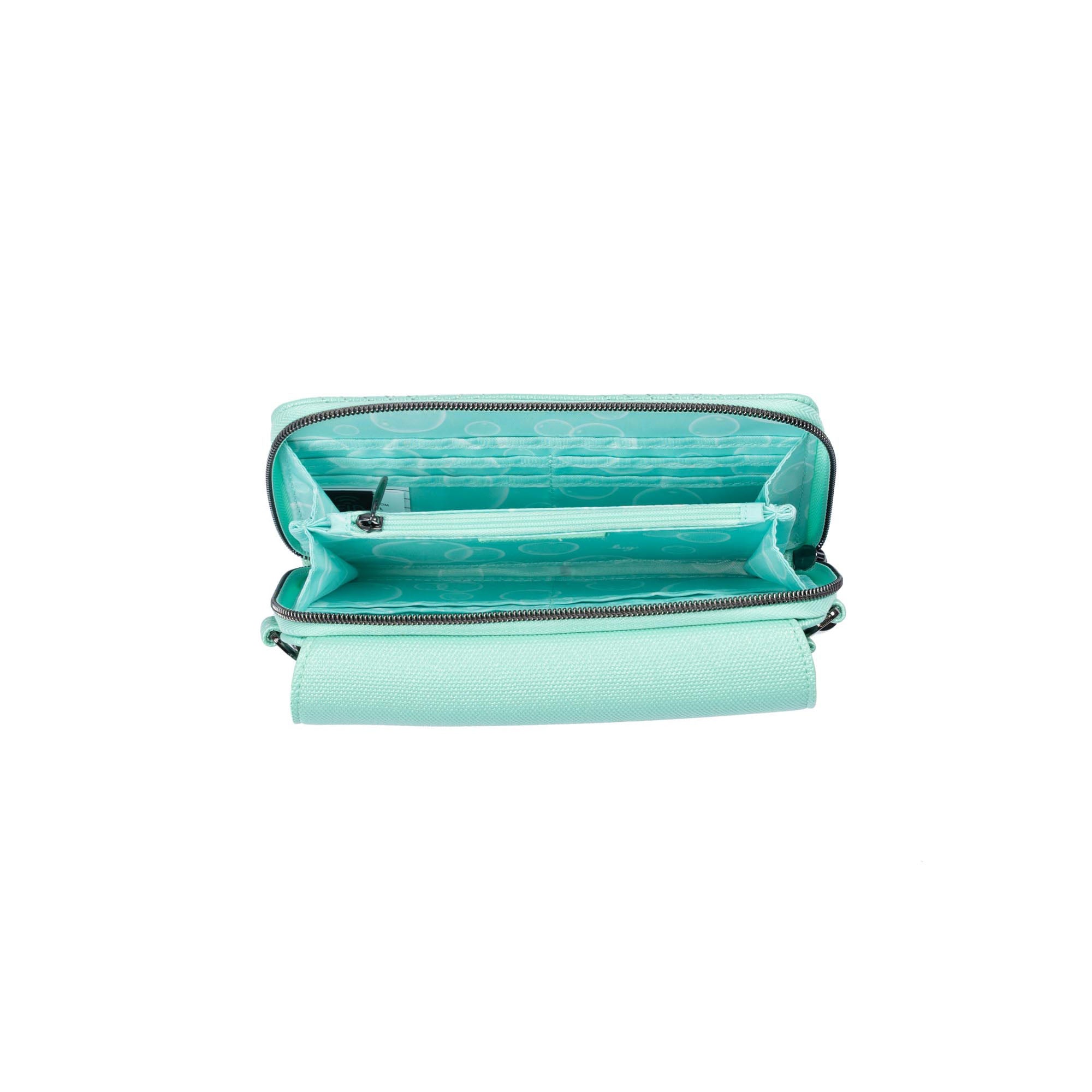 Vault Matte Luxe VL RFID Convertible Crossbody - METALLIC BUBBLE MINT - 24570_VaultMatteLuxe_MetallicBubbleMint_Angle_06