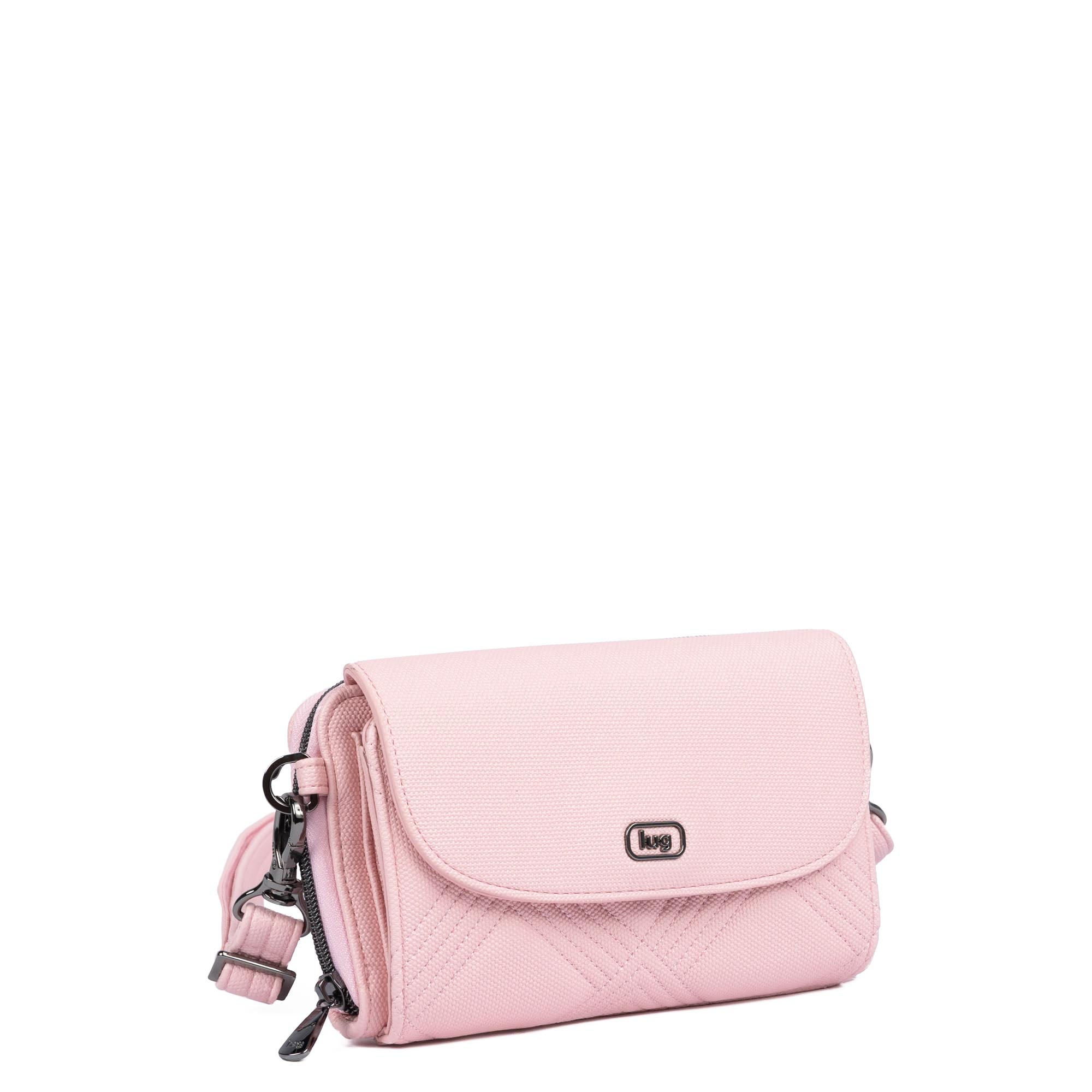 Vault Matte Luxe VL RFID Convertible Crossbody - METALLIC BUBBLE PINK - 24571_VaultMatteLuxe_MetallicBubbleBlush_Angle_02