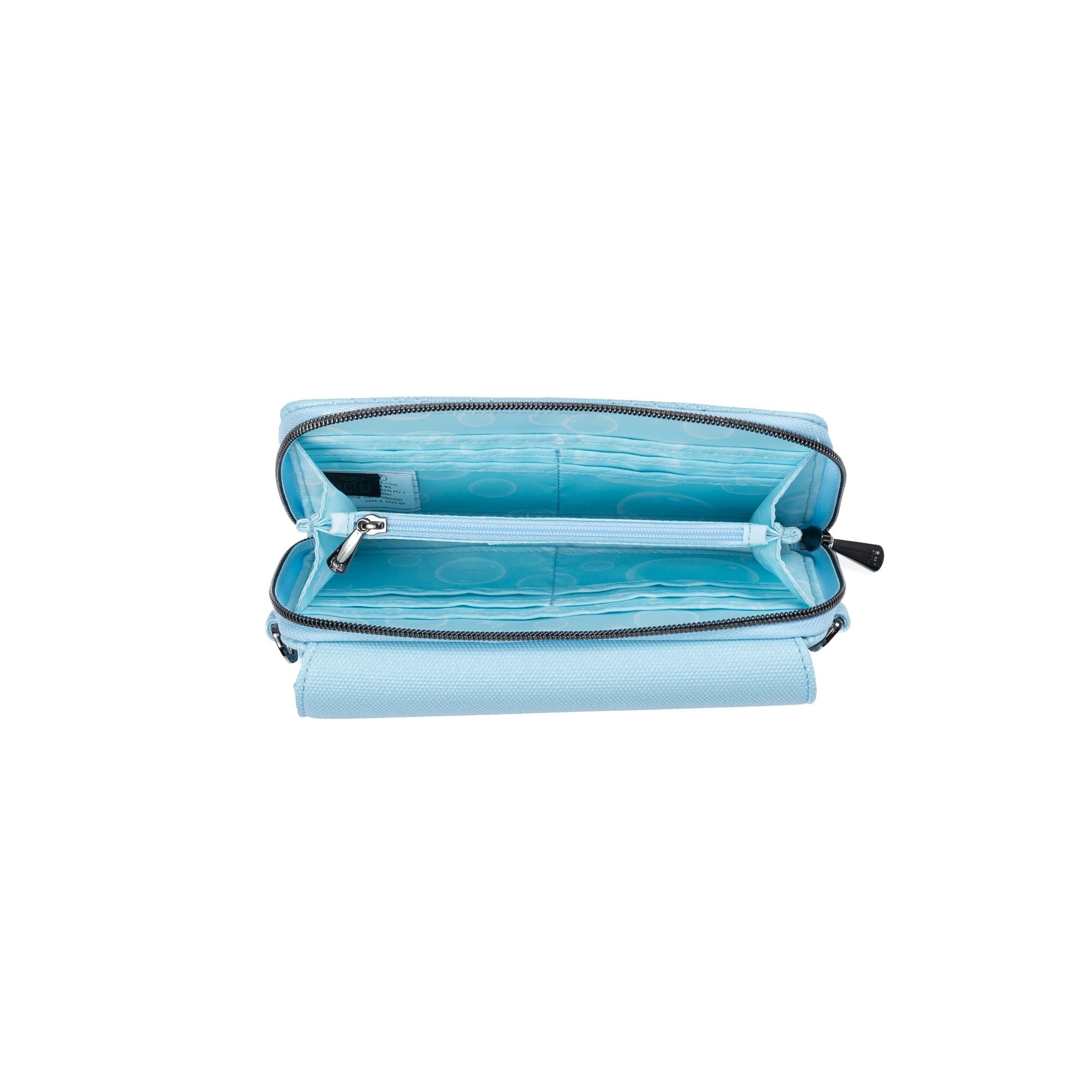 Vault Matte Luxe VL RFID Convertible Crossbody - METALLIC BUBBLE BLUE - 24572_VaultMatteLuxe_MetallicBubbleBlue_Angle_06