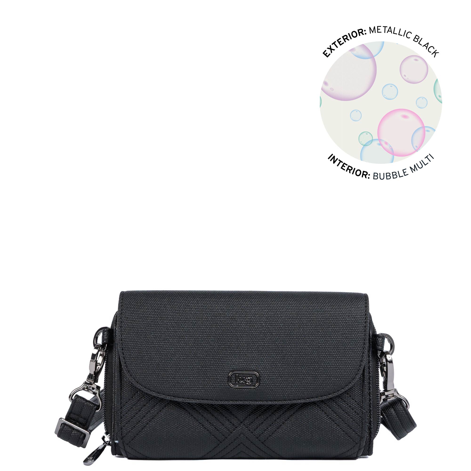 Vault Matte Luxe VL RFID Convertible Crossbody - METALLIC BLACK - 24575_VaultMatteLuxe_MetallicBlack_Angle_01
