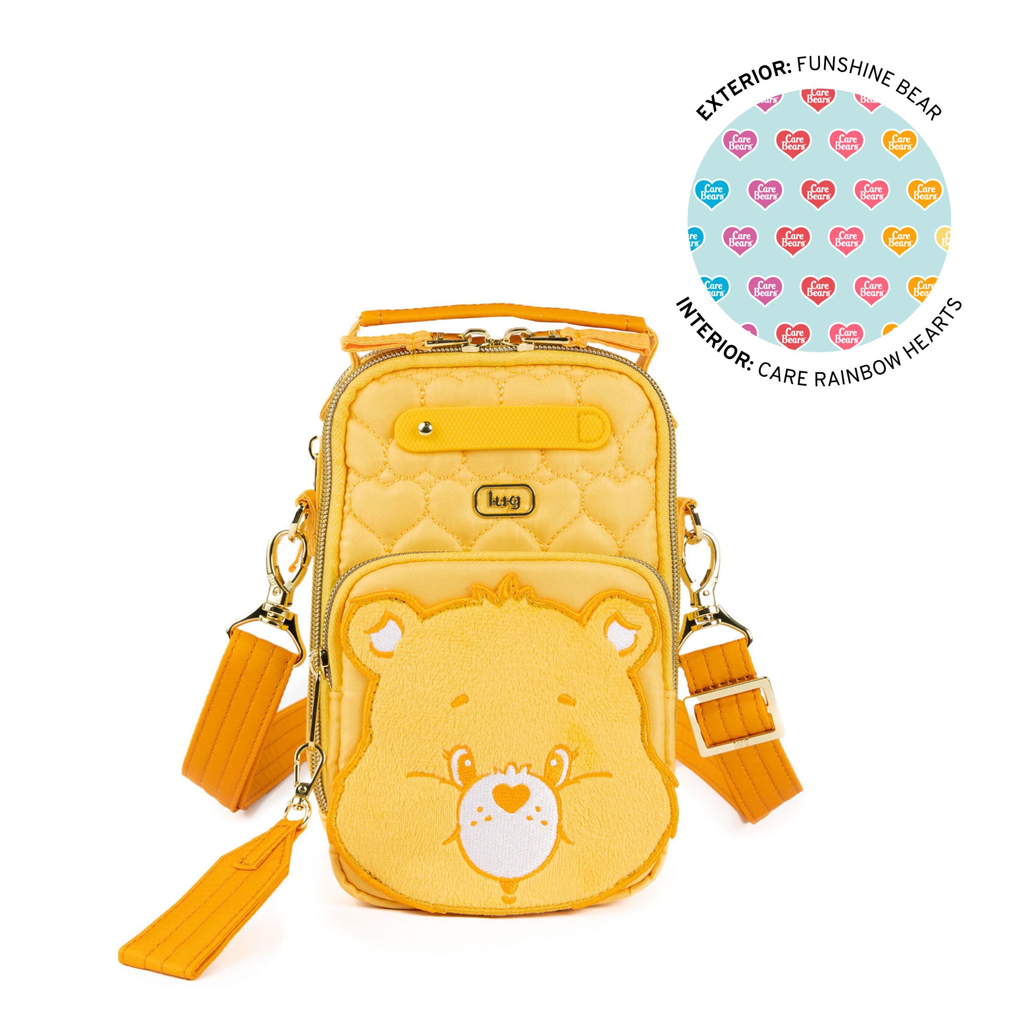 Care Bears x Lug Skeeter Mini Bridge Crossbody Bag - FUNSHINE BEAR - 24734_CareBears_SkeeterMiniBridge_FunshineBear_Angle_01_evm1u0