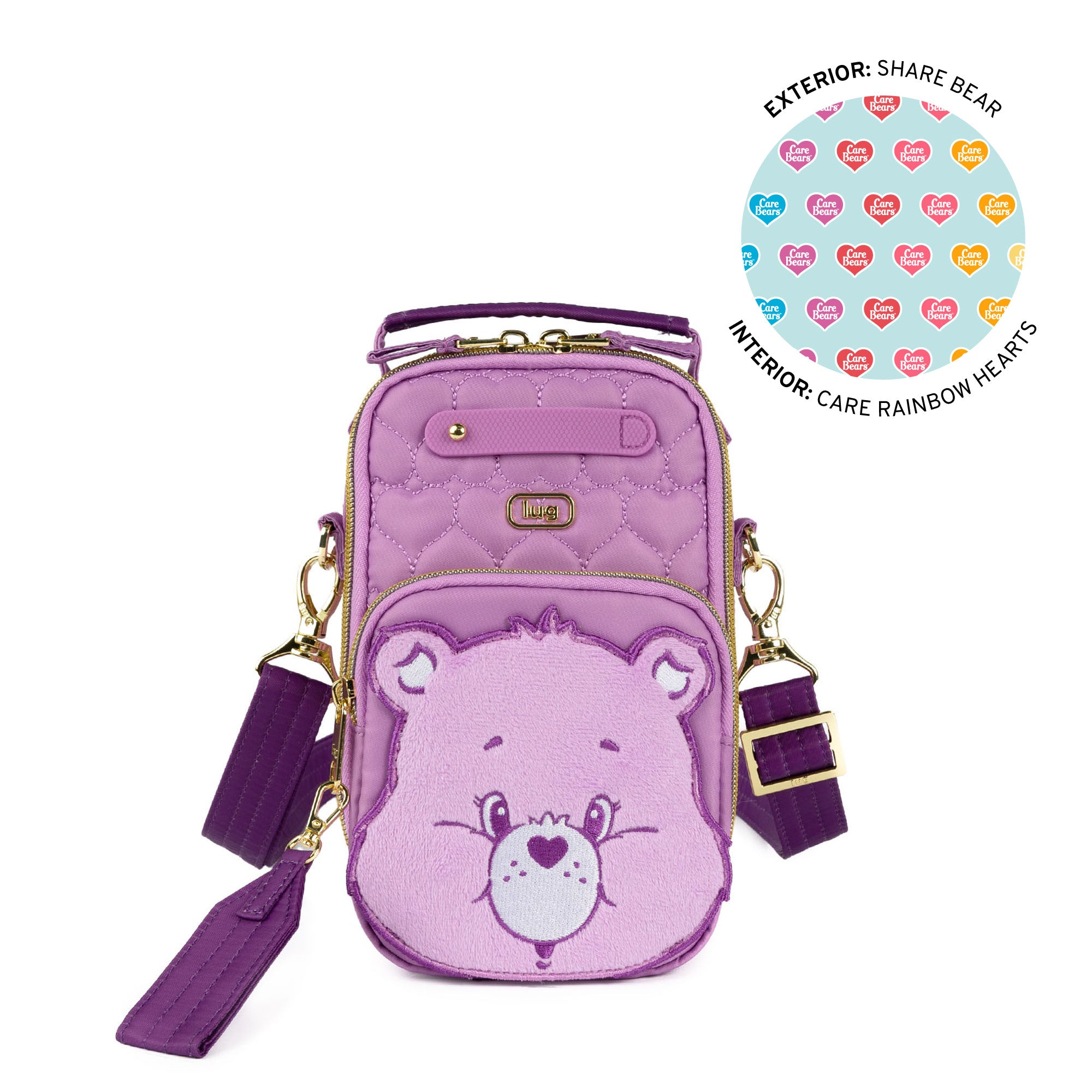 Care Bears x Lug Skeeter Mini Bridge Crossbody Bag - SHARE BEAR - 24739_CareBears_SkeeterMiniBridge_ShareBear_Angle_01_z3pi4p