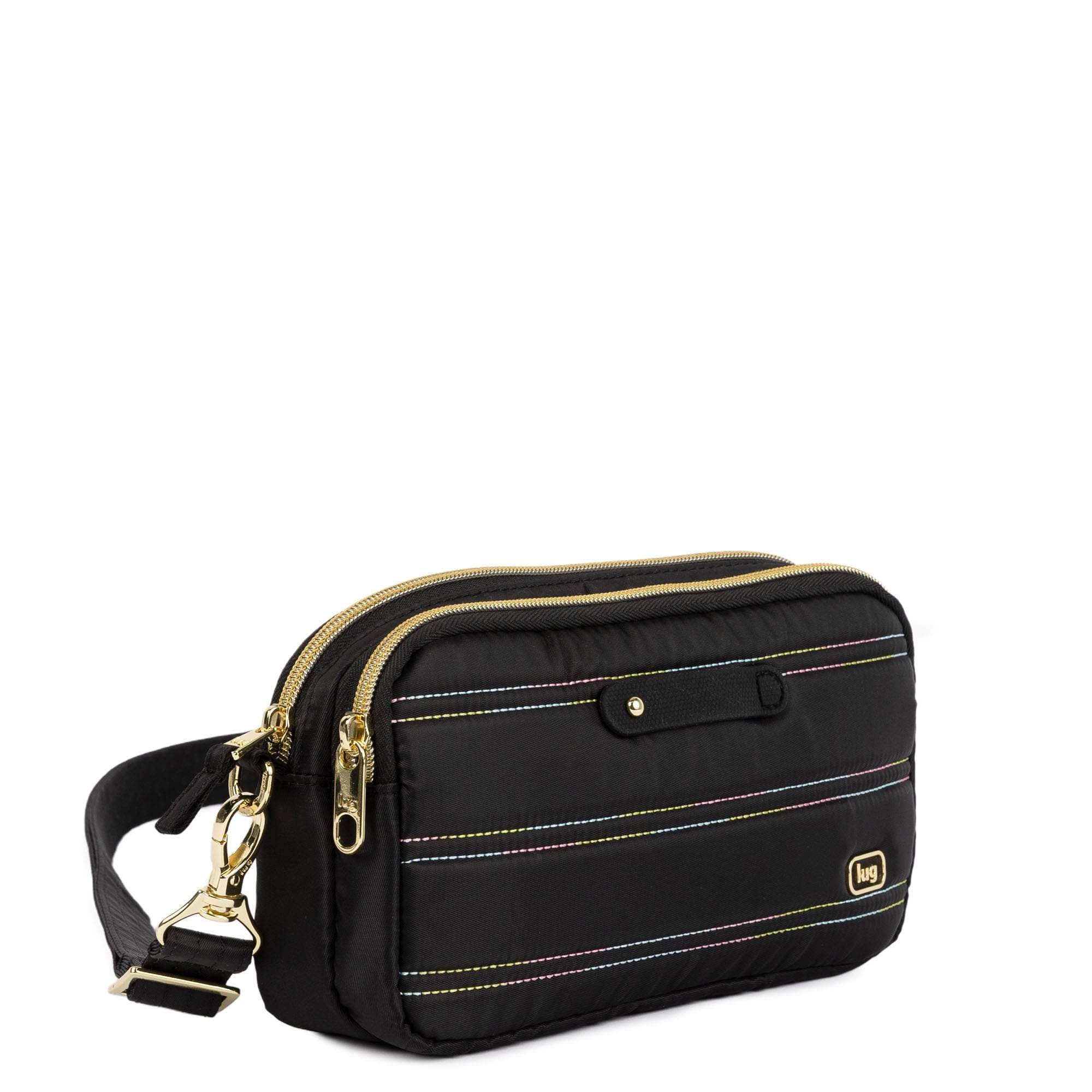 Coupe XL Plus Convertible Crossbody Bag with Charm Bar - BLACK ICEPOP STITCH - 24757_CoupeXLPlus-w-CharmBar_BlackRainbowIcepop_Angle_02